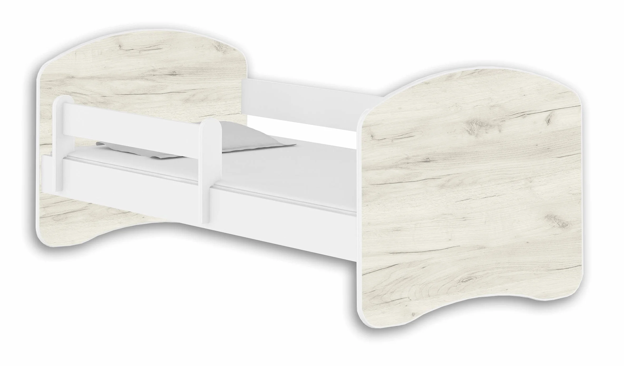 ACMA Lit Enfant Junior Sommier à Lattes Matelas sommier Gratuite Blanc Meubles pour Enfants II (160x80 cm, Blanc - Chêne Blanc)