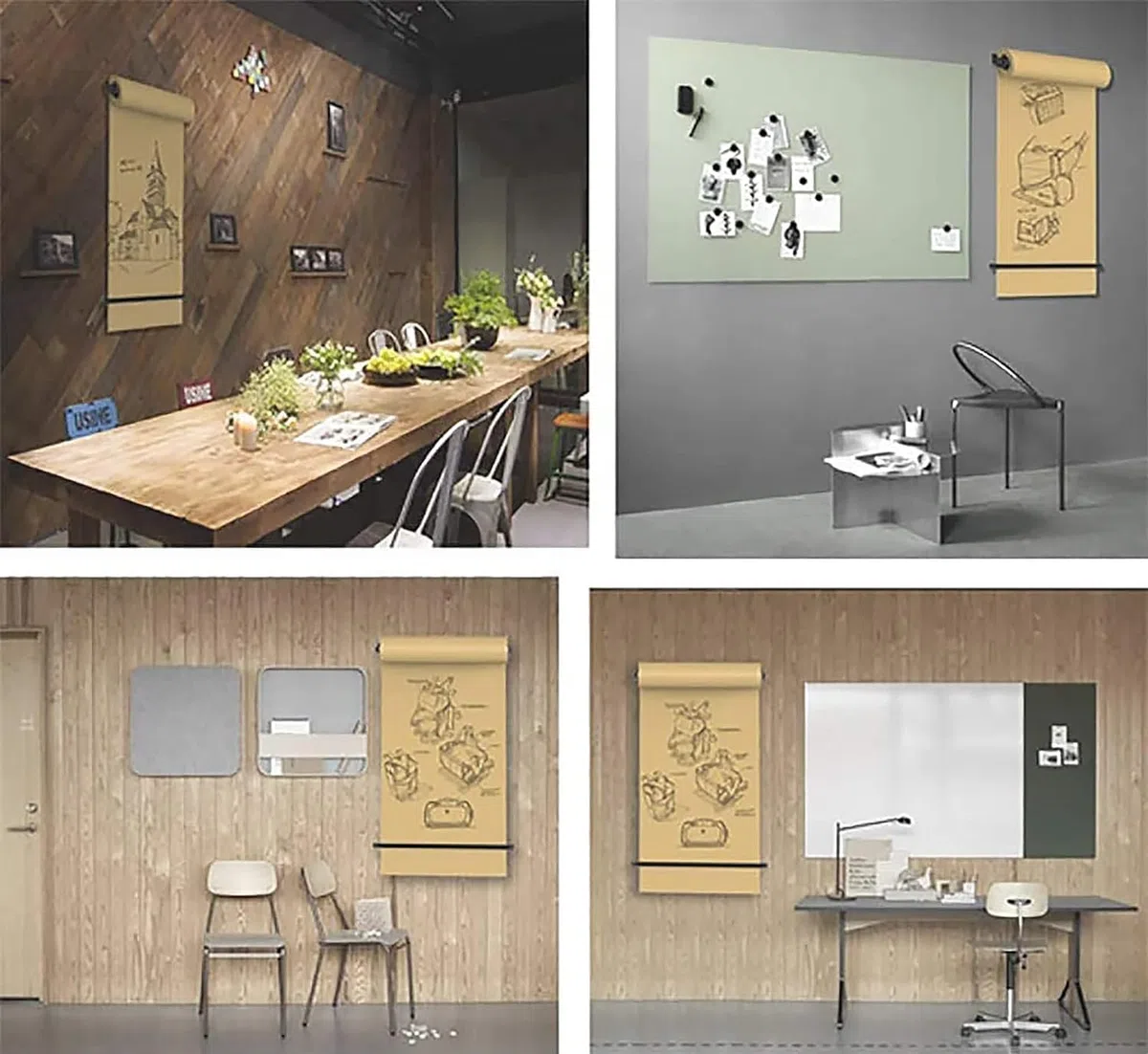 Distributeur et coupe-papier kraft noir à fixation murale, pour listes de tâchestes de tâches/spécialités quotidiennes/menus/autres prises de notes (cadre en acier large - 67 cm/26,3 pouces)