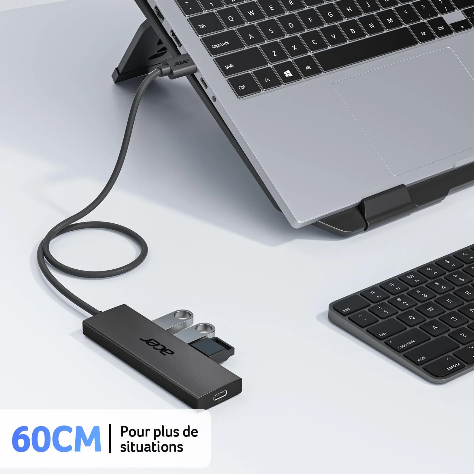 Acer Hub USB 3.0 4 Ports Adaptateur Multiport USB pour PC MacBook Air iMac Surface Pro XPS PS4 (60cm)