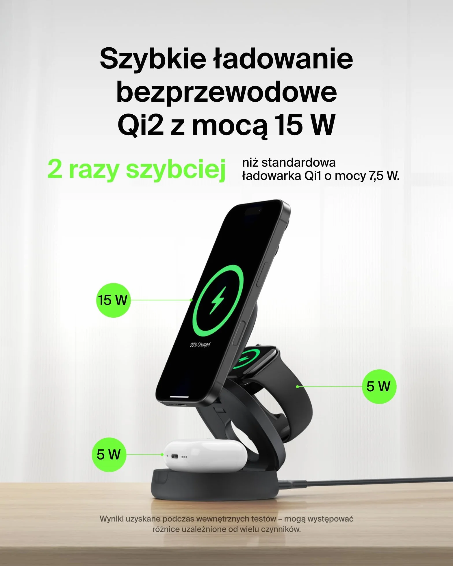 Belkin ładowarka zgodna z MagSafe, rozkładana ładowarka bezprzewodowa 3 w 1 o mocy 15 W z zasilaczem 36 W, antypoślizgowa podstawa, certyfikat Qi2, do urządzeń iPhone 16, Apple Watch, AirPods – czarna