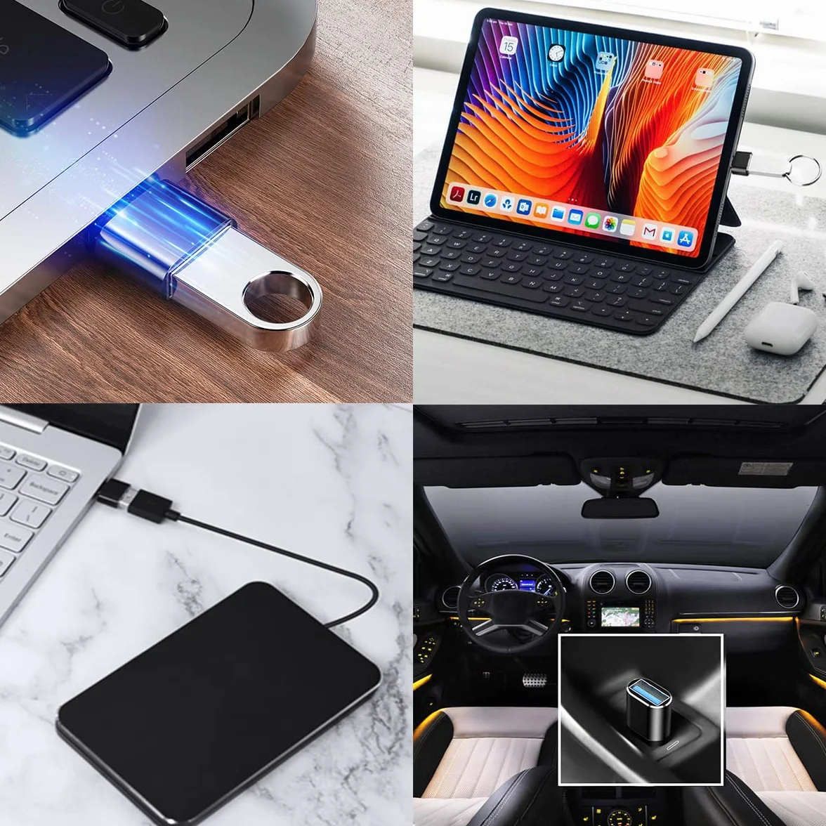 Lot de 4 Adaptateurs USB C vers USB 3.0 OTG, Micro USB vers USB C Compatible MacBook Pro Air iPhone 17 16 15 iPad Samsung Galaxy S25 S24 S23 A56 A16