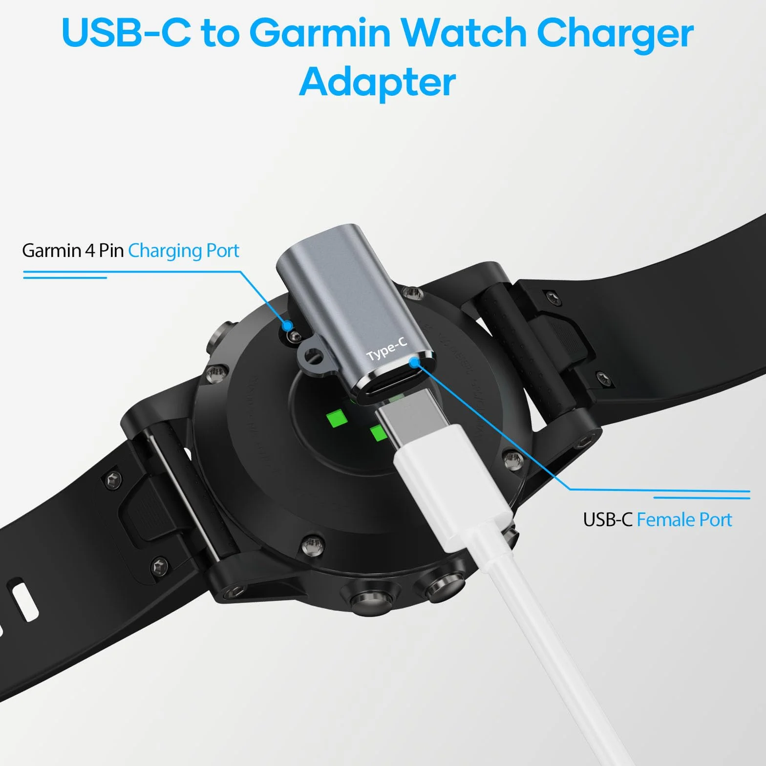 Adapter kabla ładowania USB C do Garmin Watch 4 Pack,Złącze Kabla Danych typu C do Garmin Fenix 8 7 6 Pro Solar,Vivoactive 6 5 4S,Venu 4 3 3S SQ,Forerunner 165/55/970/965/265/170/70,Instinct 3,Epix 2