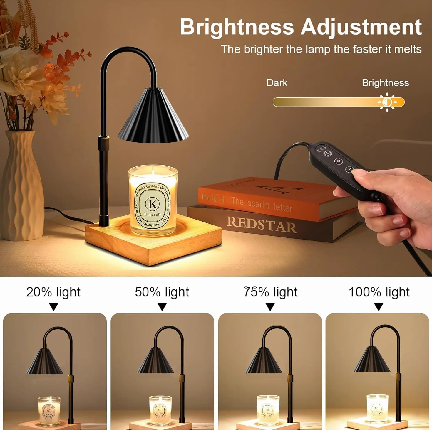 Lampe Chauffe-Bougie, Lampe Parfumée avec Minuterie et Variateur, Candle Warmer Lamp électrique, Lampe Bougie pour Cadeaux Chambre Bureau Yoga Décoration