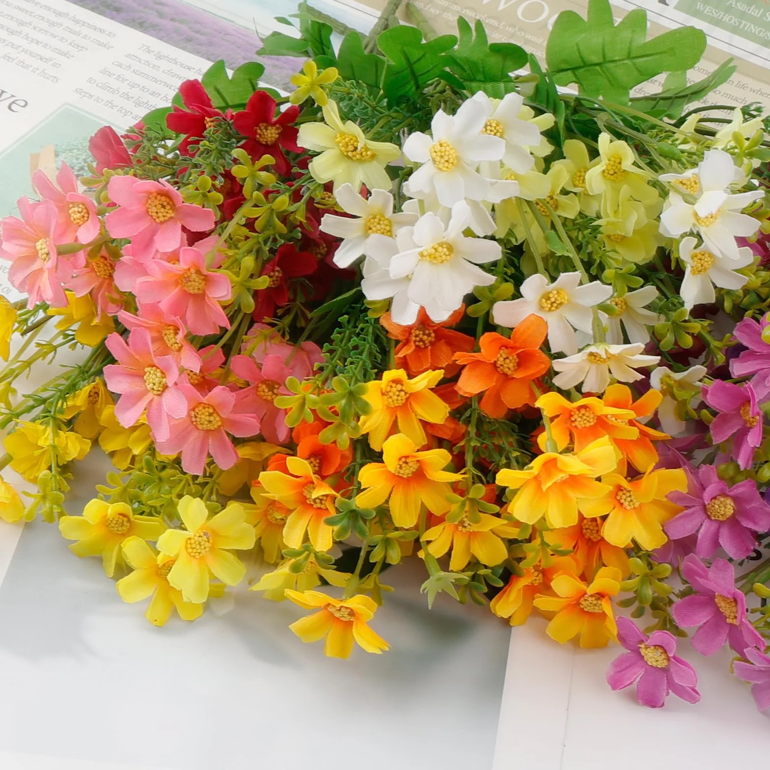 Fleurs Artificielles Extérieures Résistantes aux UV 6 Pièces en Plastique pour Décoration Maison Jardin
