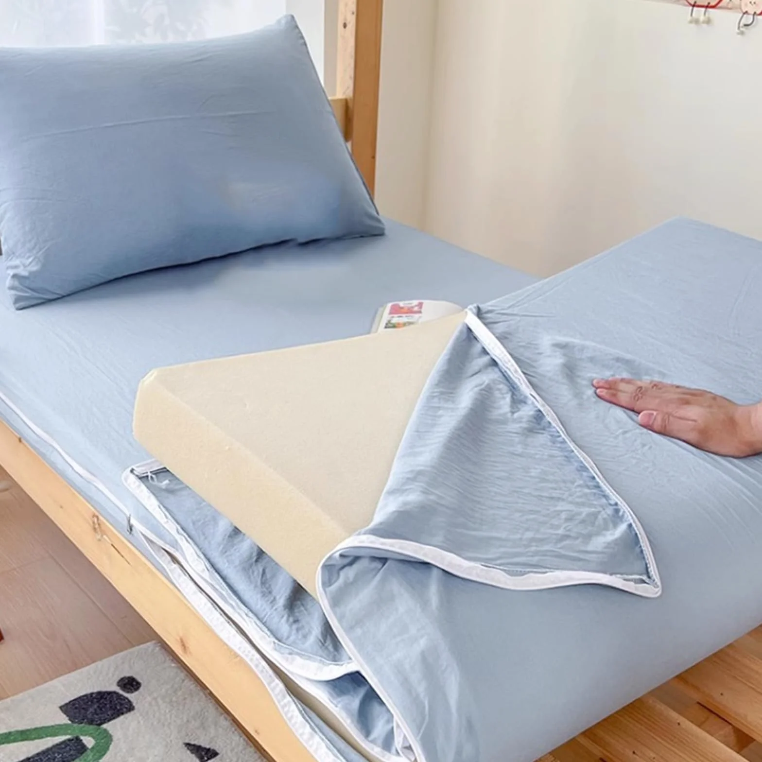Housse de Matelas 100% Coton 150x200cm, Doux, Durable, pour Futon Traditionnel