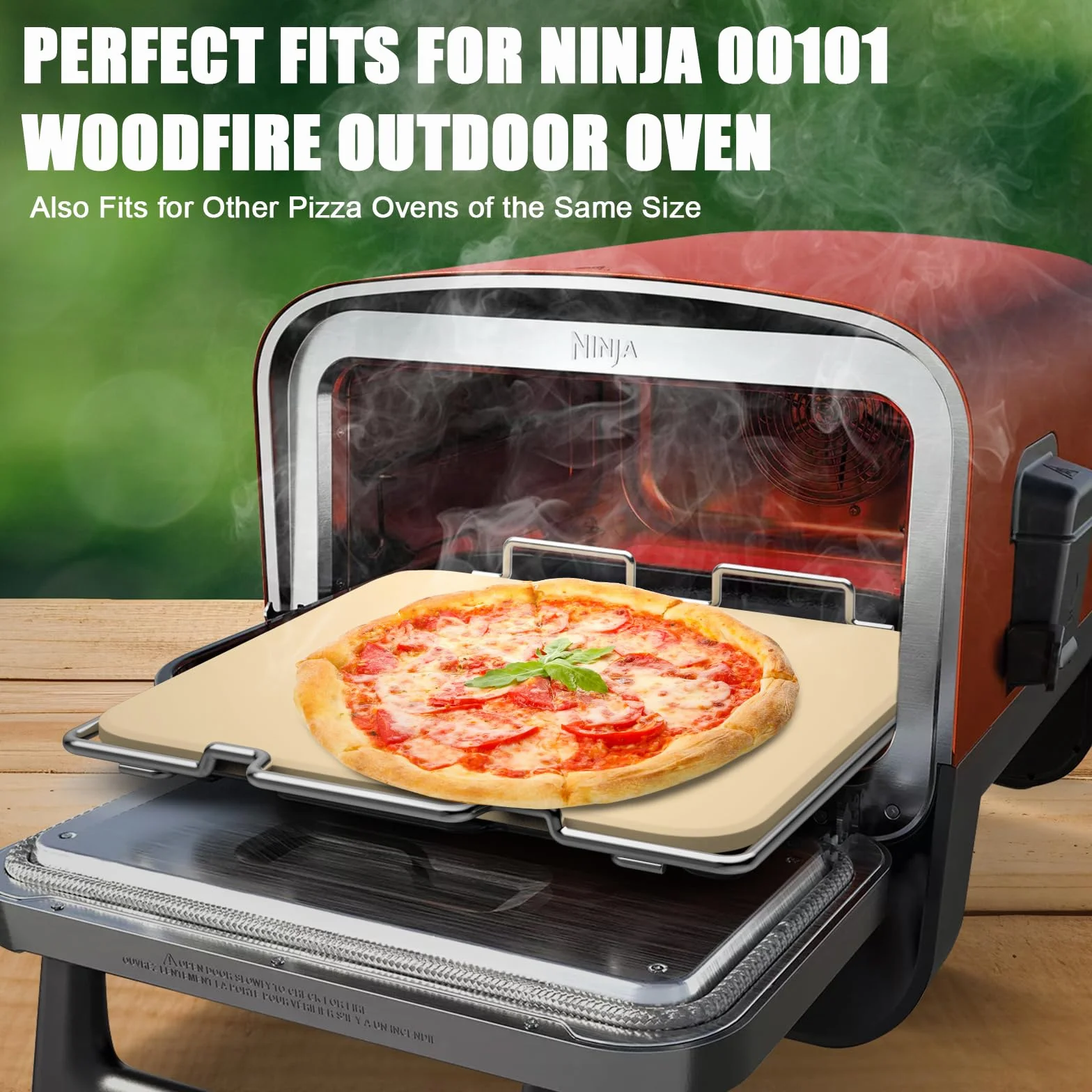 Outspark Pierre à pizza avec support pour four à pizza Ninja Woodfire OO101 8 en 1 pour l'extérieur, ensemble de pierres de cuisson pour four et gril, accessoires de four à pizza pour Ninja OO100