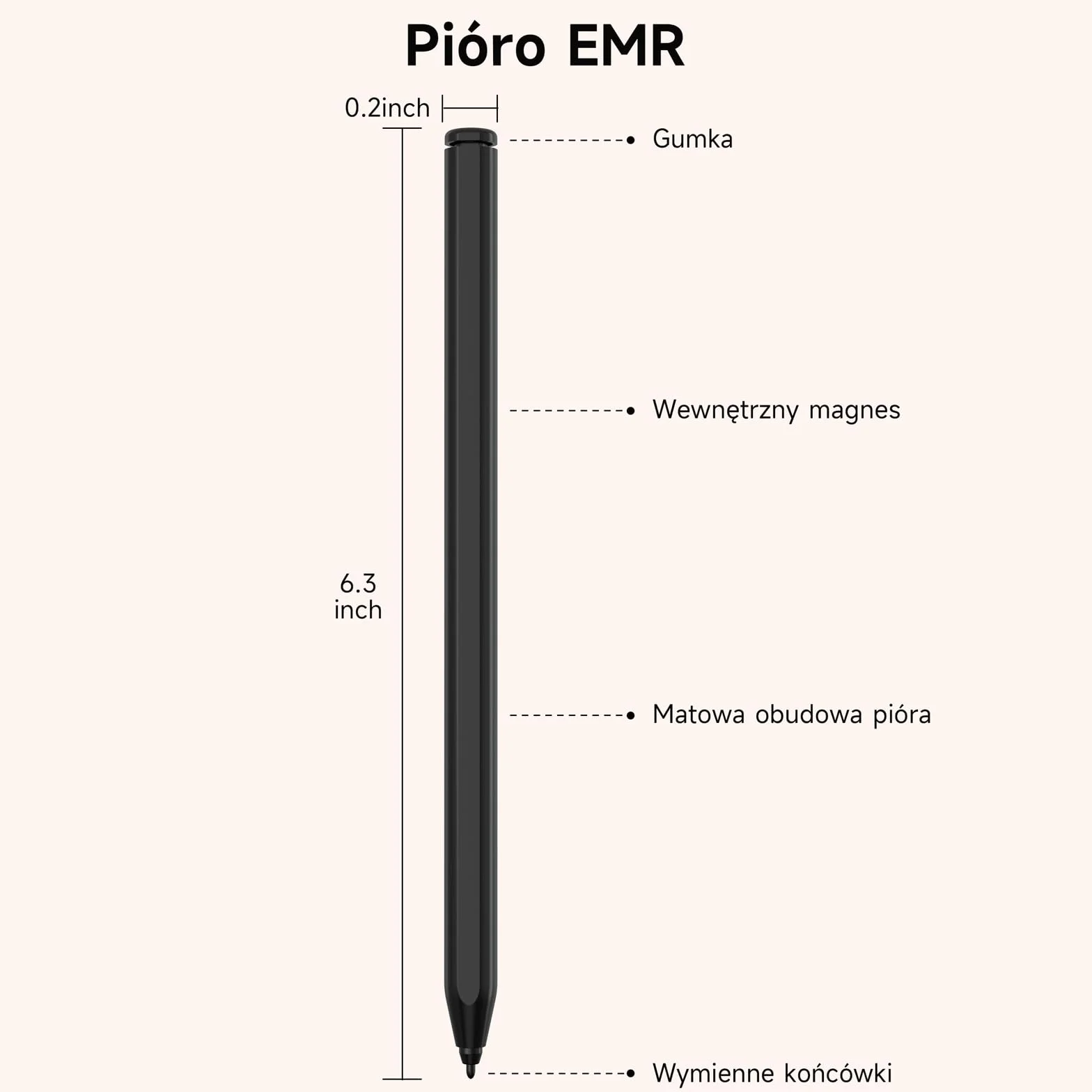 Rysik do Remarkable 2 Pen, Stylus EMR z Gumką, Poziom Nacisku 4096, Odrzucenie Dłoni i Wrażliwy na Pochylenie, Pióro CyfroweKompatybilne z Remarkable 2/1/Kindle Scribe