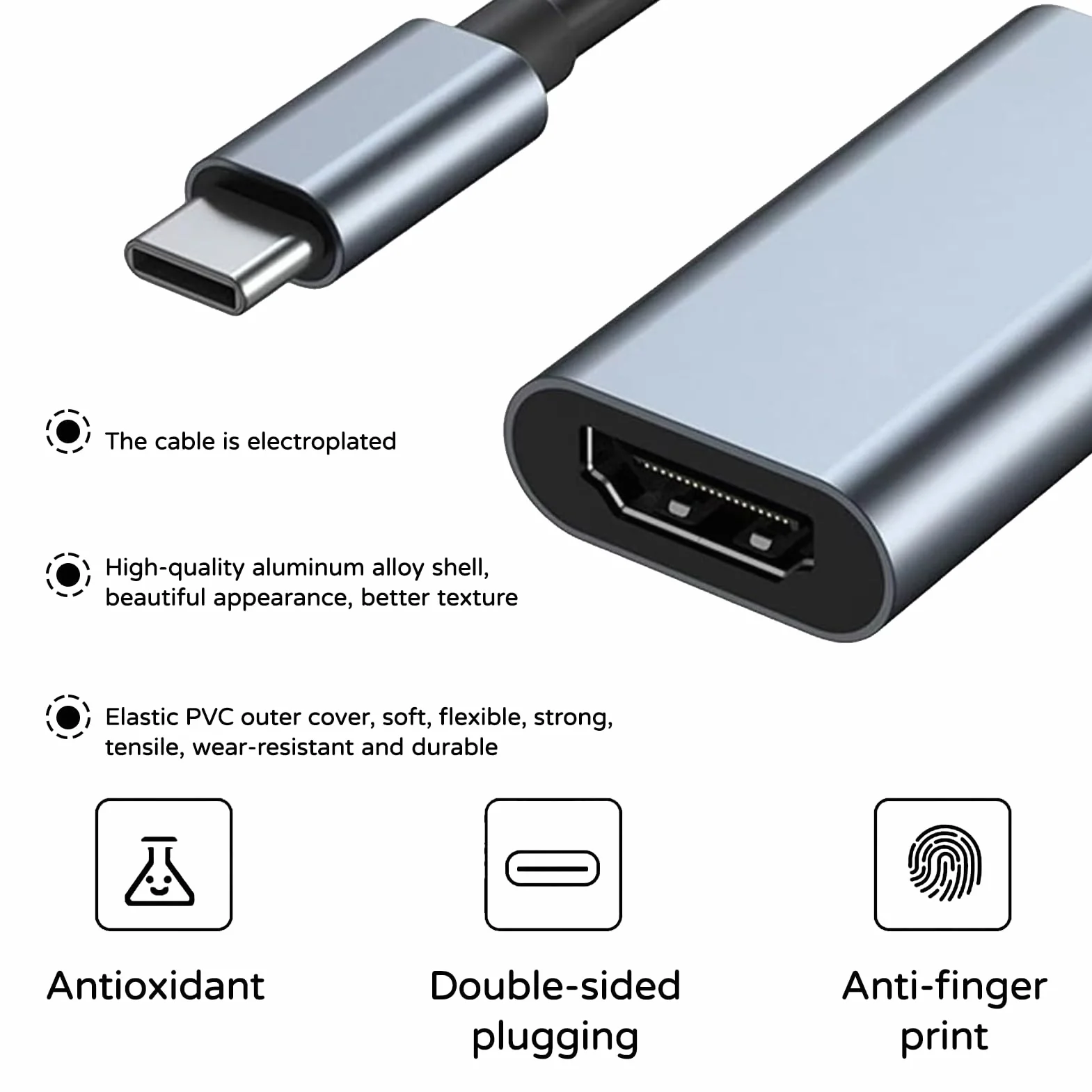 Adaptateur USB C vers HDMI 4K 60Hz Type C Thunderbolt 3 Compatible iPhone 16 Pro MacBook Pro Air