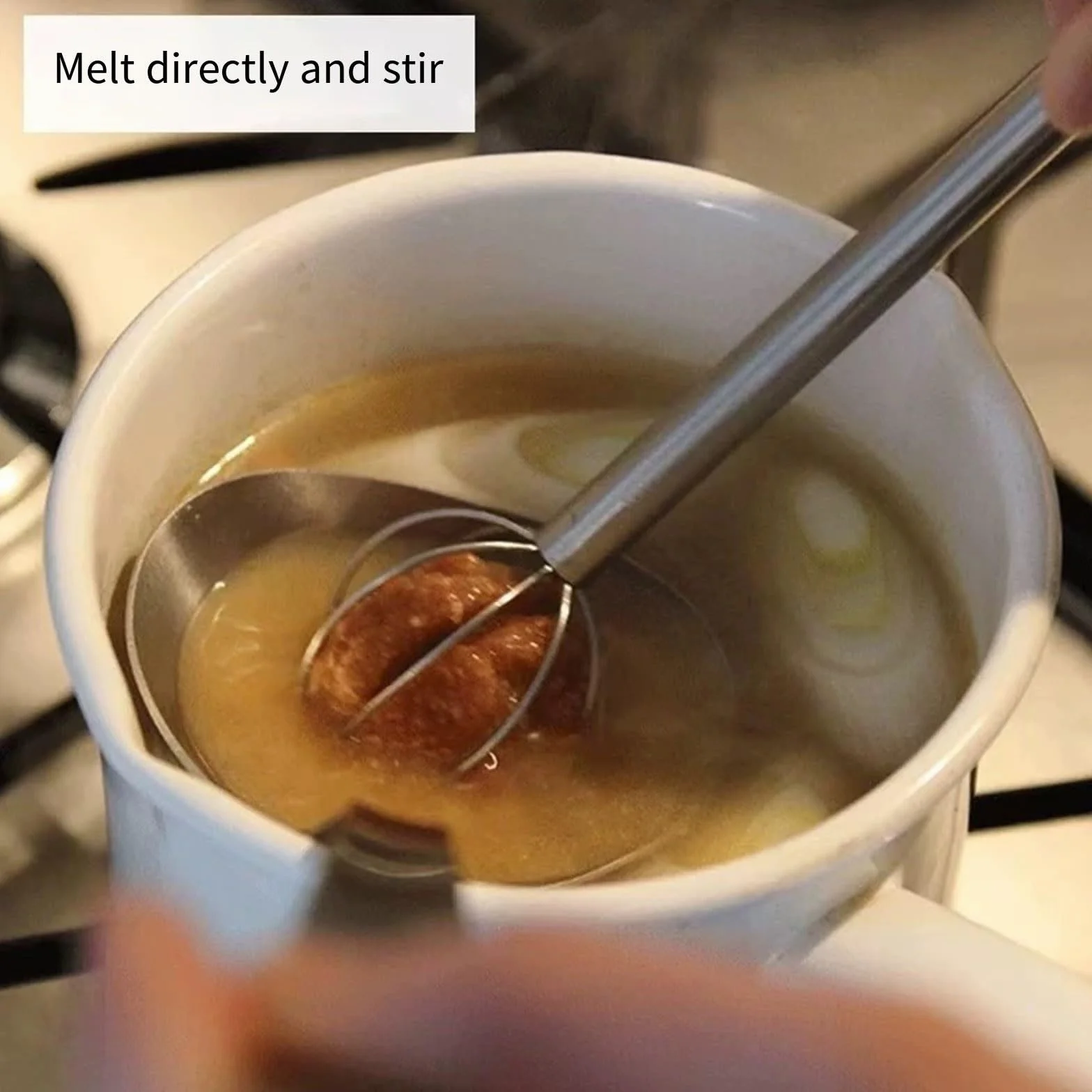 Mélangeur miso à tête en acier inoxydable, cuillère à mélanger