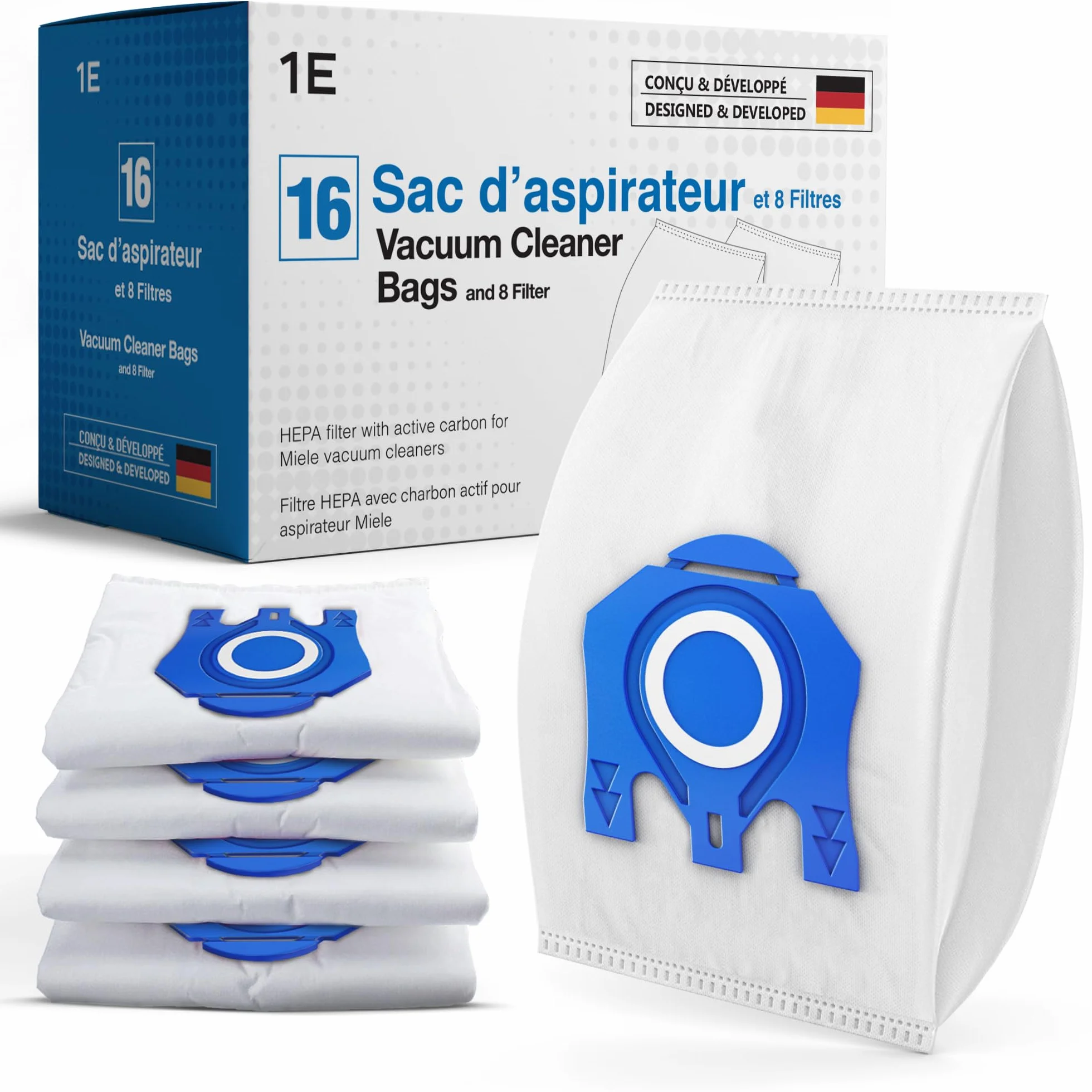 16 Sacs Aspirateur + 4 Filtres Moteur + 4 Filtres Sortie pour Miele Complete C3 C2 Classic C1 S8340 Séries S8000 S5000 S2000 S800 S600