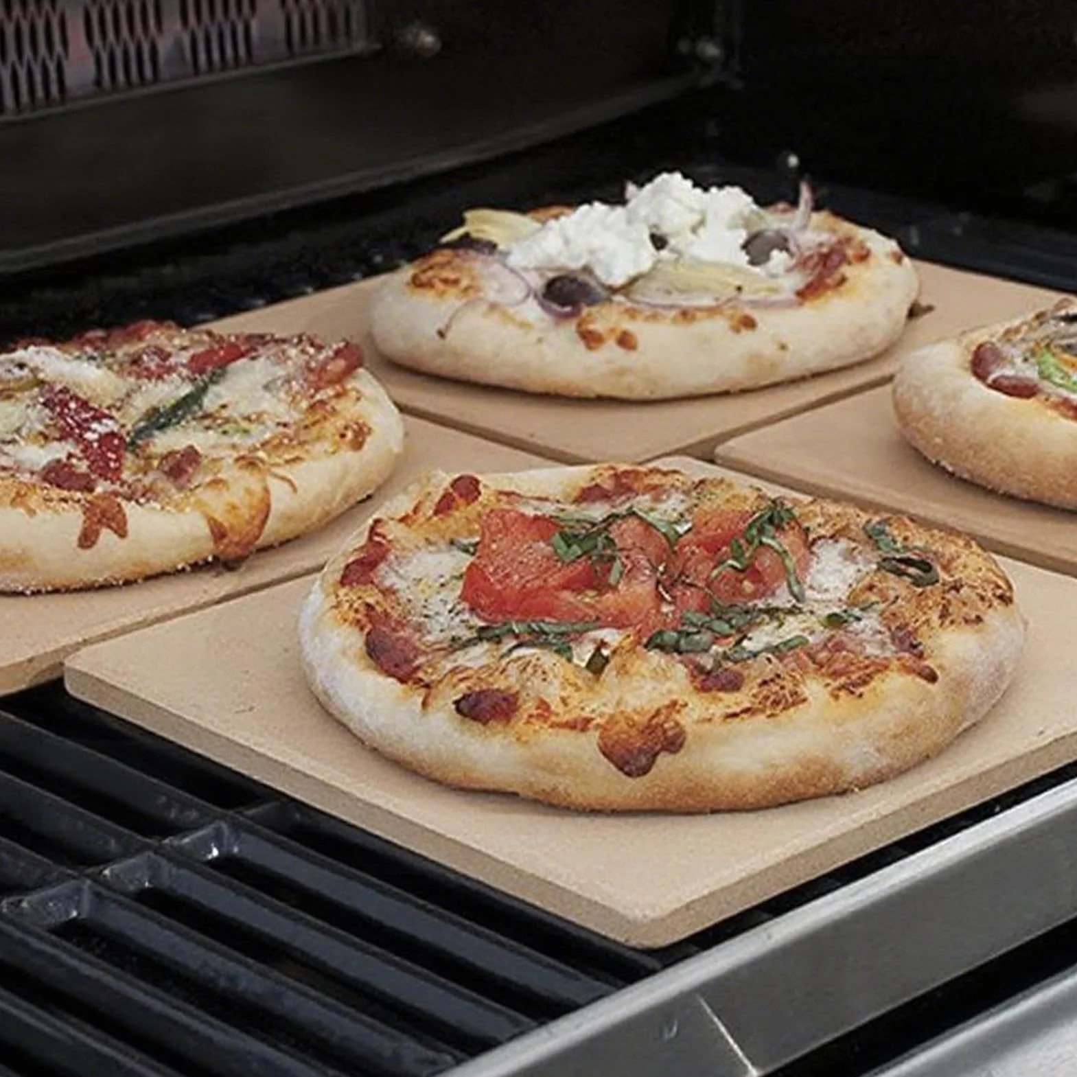 Pierre à pizza - 30,5 x 30,5 cm - En céramique anti-adhésive - Pour four, barbecue, camping - 30,5 x 30,5 cm - Idéale pour le à pizza et la cuisson polyvalente à l'intérieur et à l'extérieur