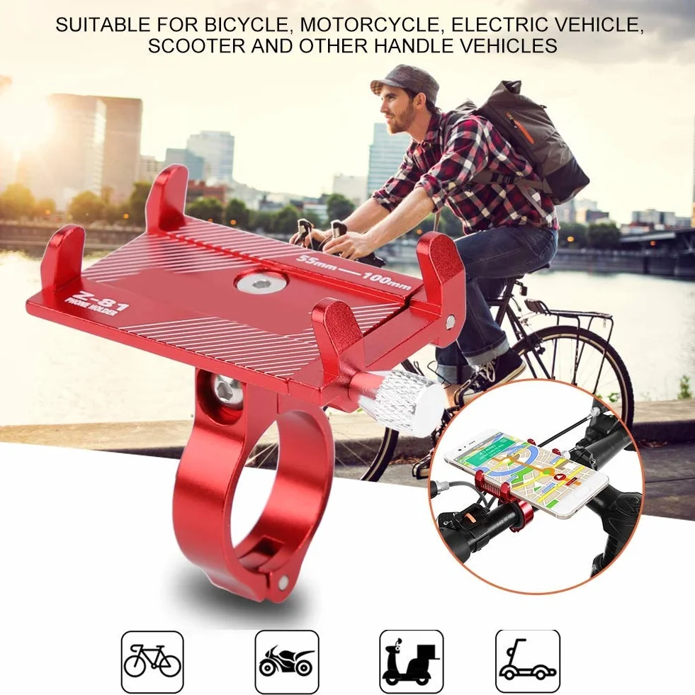 Uchwyt na telefon rowerowy, regulowany uchwyt na telefon, do motocykla, skutera, czerwony