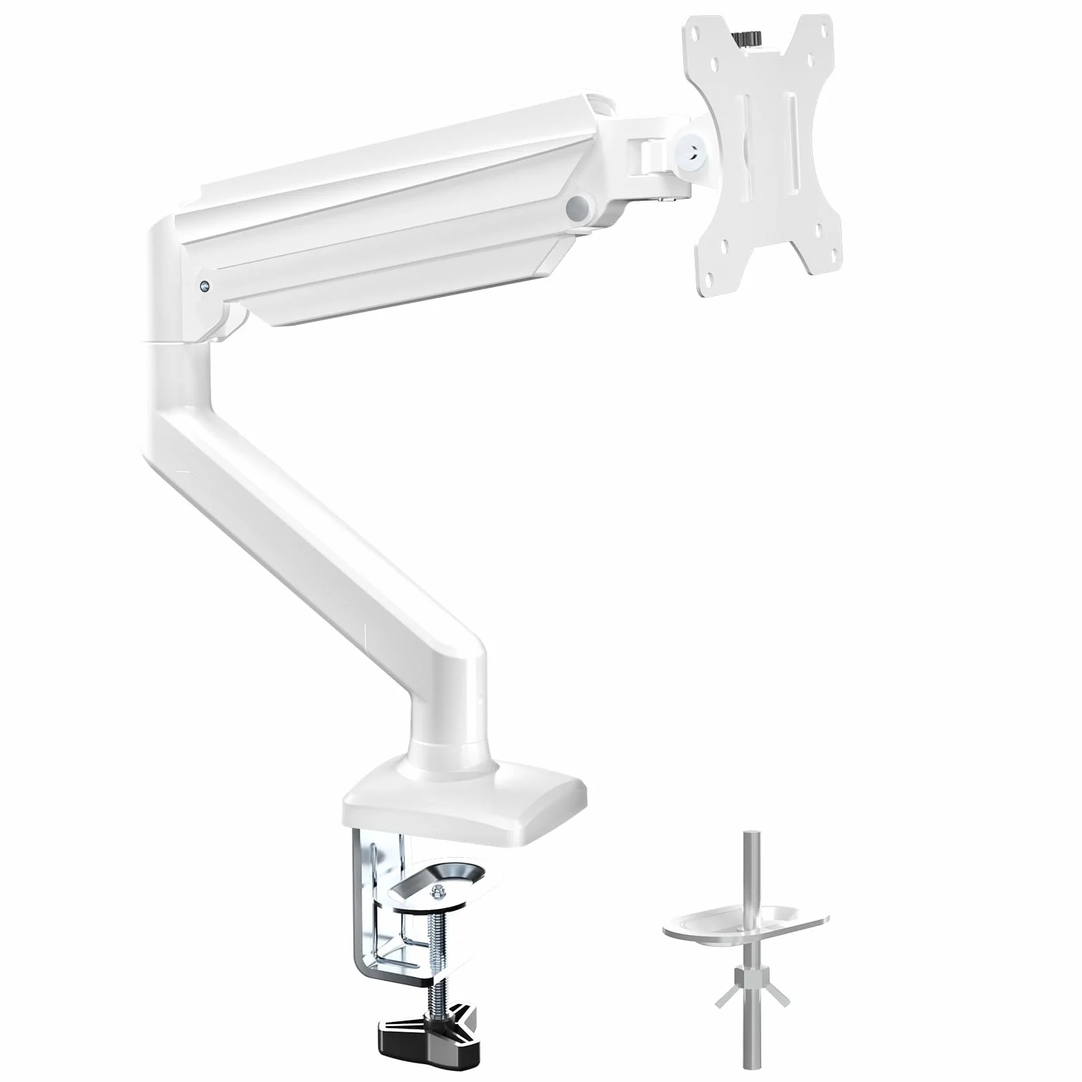 suptek Uchwyt do monitora 13-32 cali LED LCD do 9 kg, ramię monitora ze sprężyną gazową, obracany o 360°, regulacja wysokości, wychylny, uchwyt monitora VESA 75 x 75/100 x 100 mm, biały MD01AW