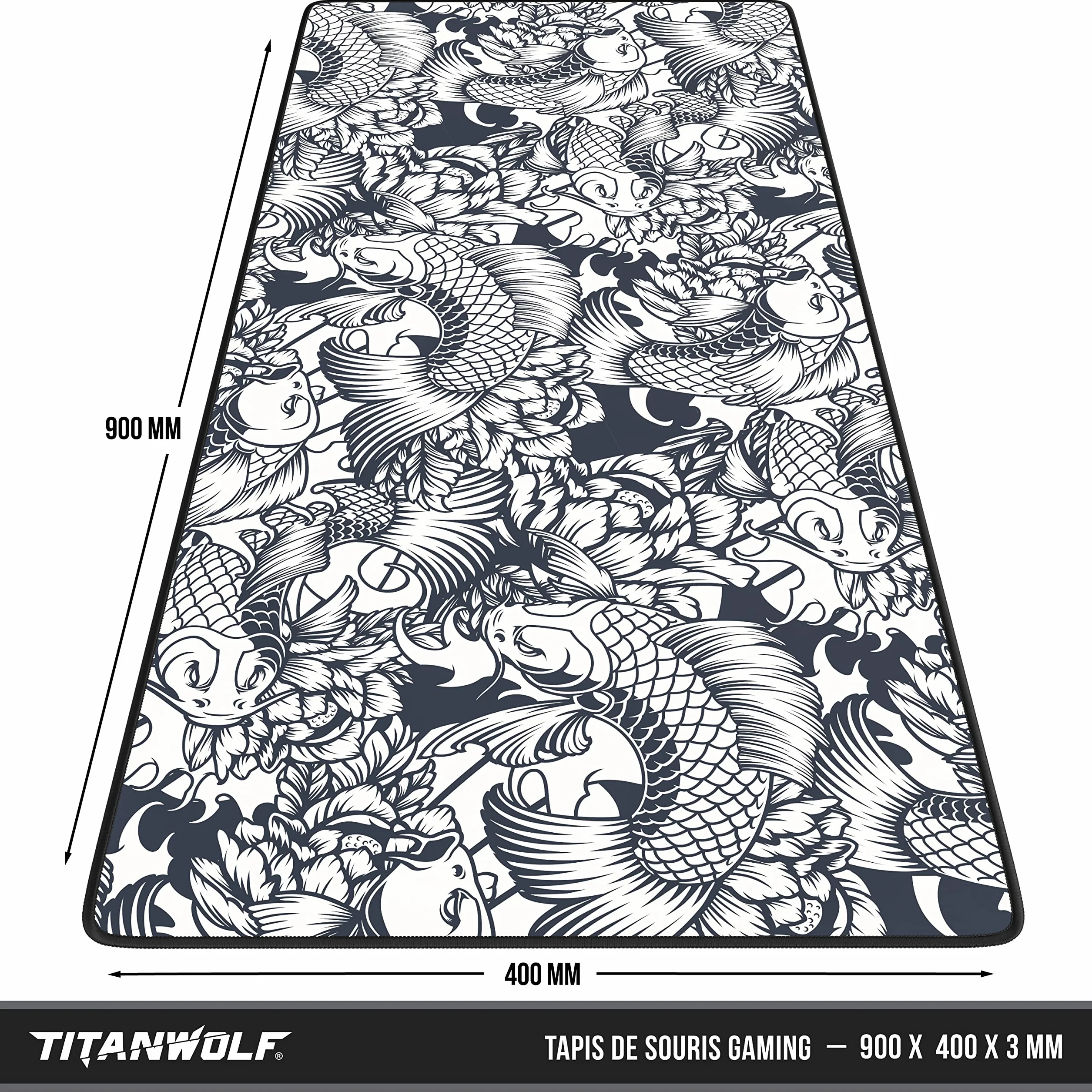 TITANWOLF Tapis de Souris Gaming XXL 900x400mm, Mouse Pad Bureau Gamer Extra Large Tissu Antidérapant Haute Précision