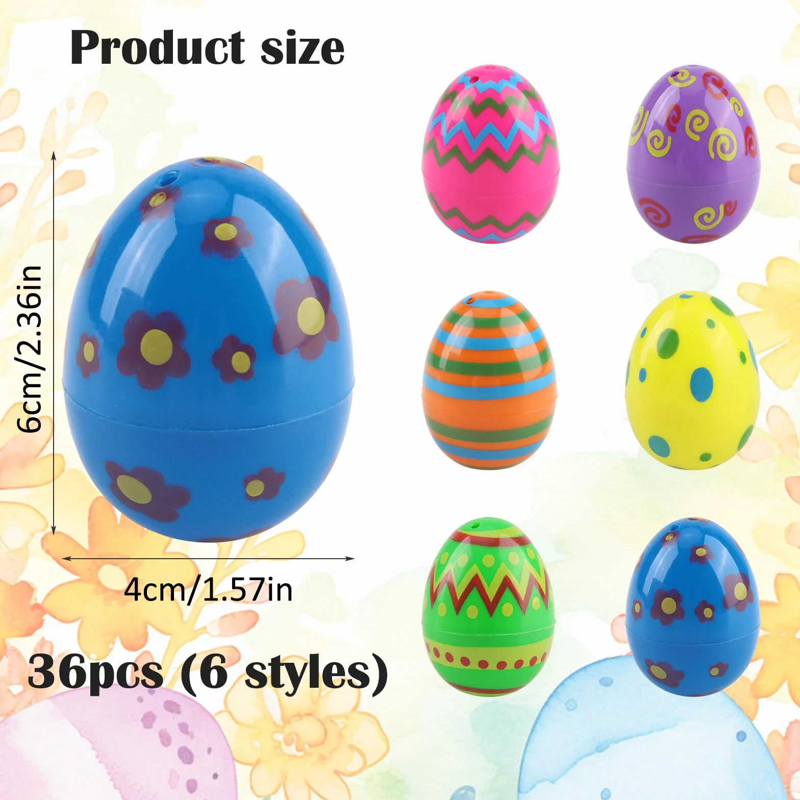 Oeufs de Pâques en Plastique 36 Pièces Imprimés Brillants pour Chasse Cadeaux Fête