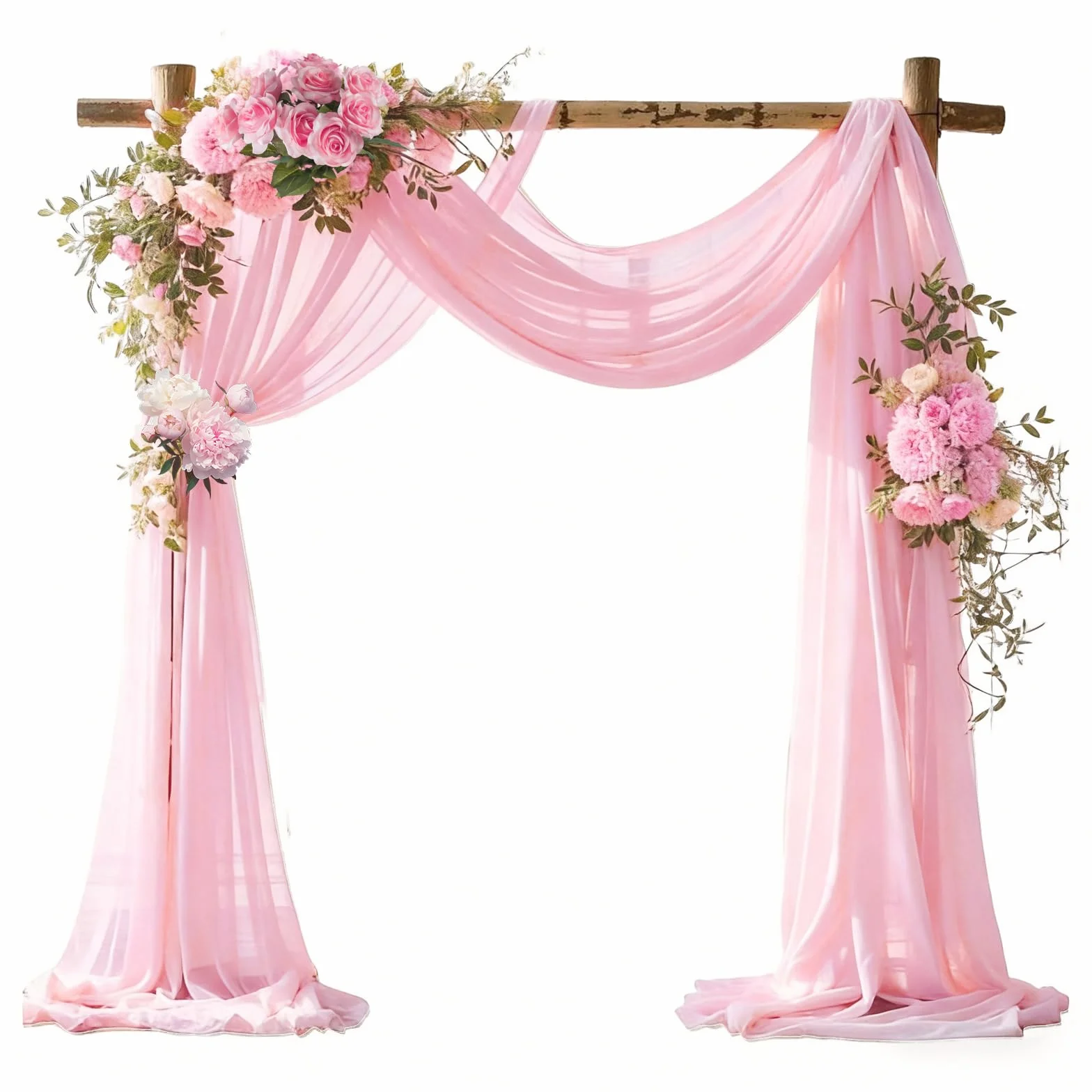 Tenture Mariage 75 x 800 cm Voilage Rose Elégant Romantiques Rideau Tulle Décoration Cérémonie Toile Fond