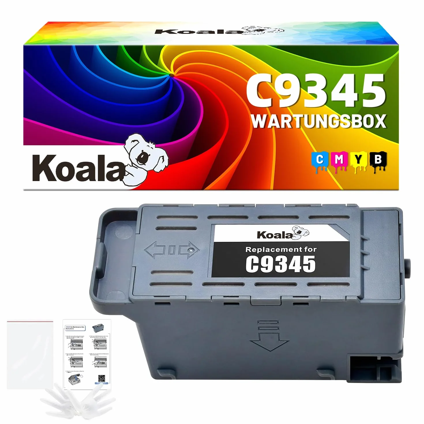 Koala C9345 Boîte de Maintenance Compatible Epson Workforce Pro WF-7820 WF-7830 WF-7840 WF-7845 ET-5800 ET-5850 ET-5880 ET-16600 ET-16650 L1515 Réservoir d'encre résiduelle