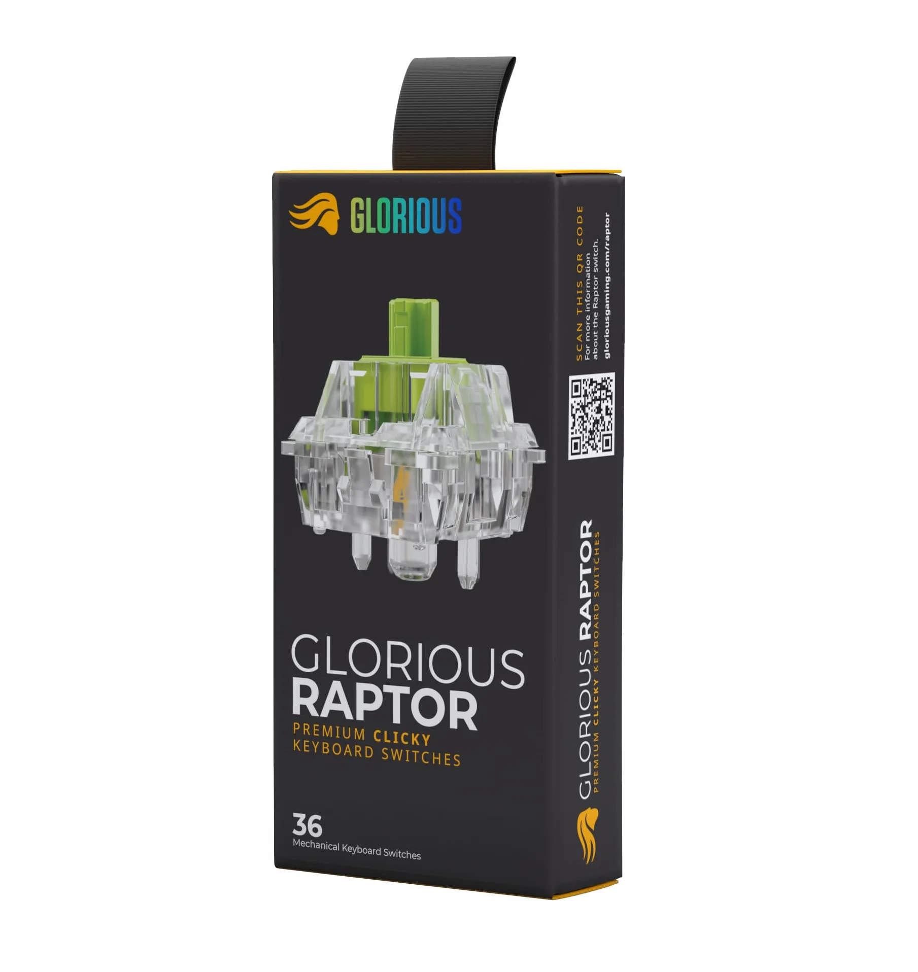 Glorious Gaming – 36 przełączników klikalnych do klaw. mech. – kompatybilne z GMMK 2/PRO i klaw. num. GMMK, efekt kliknięcia, przezroczyste (maks. efekt RGB), aktywacja 55 g, 5 bolców – smar