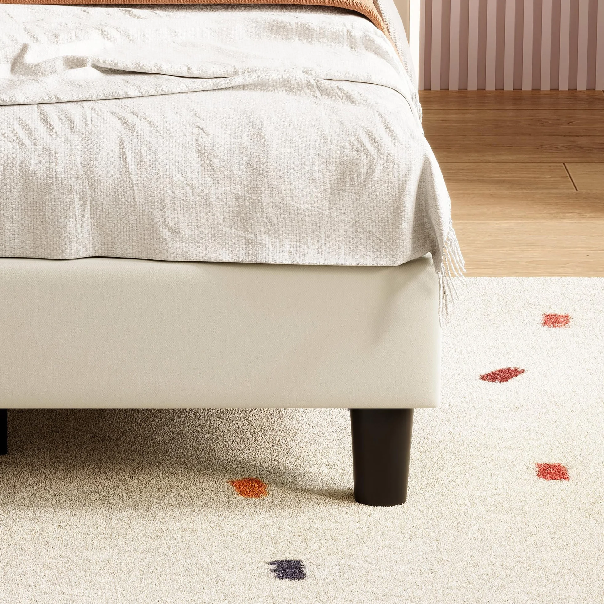 Générique Lit Fille 90x200 cm avec Sommier à Lattes,Tête de lit Réglable en Hauteur,en Forme de Coquillage,Lit Simple Enfant Fille en Velours,Beige(Beige, 90_x_200_cm)