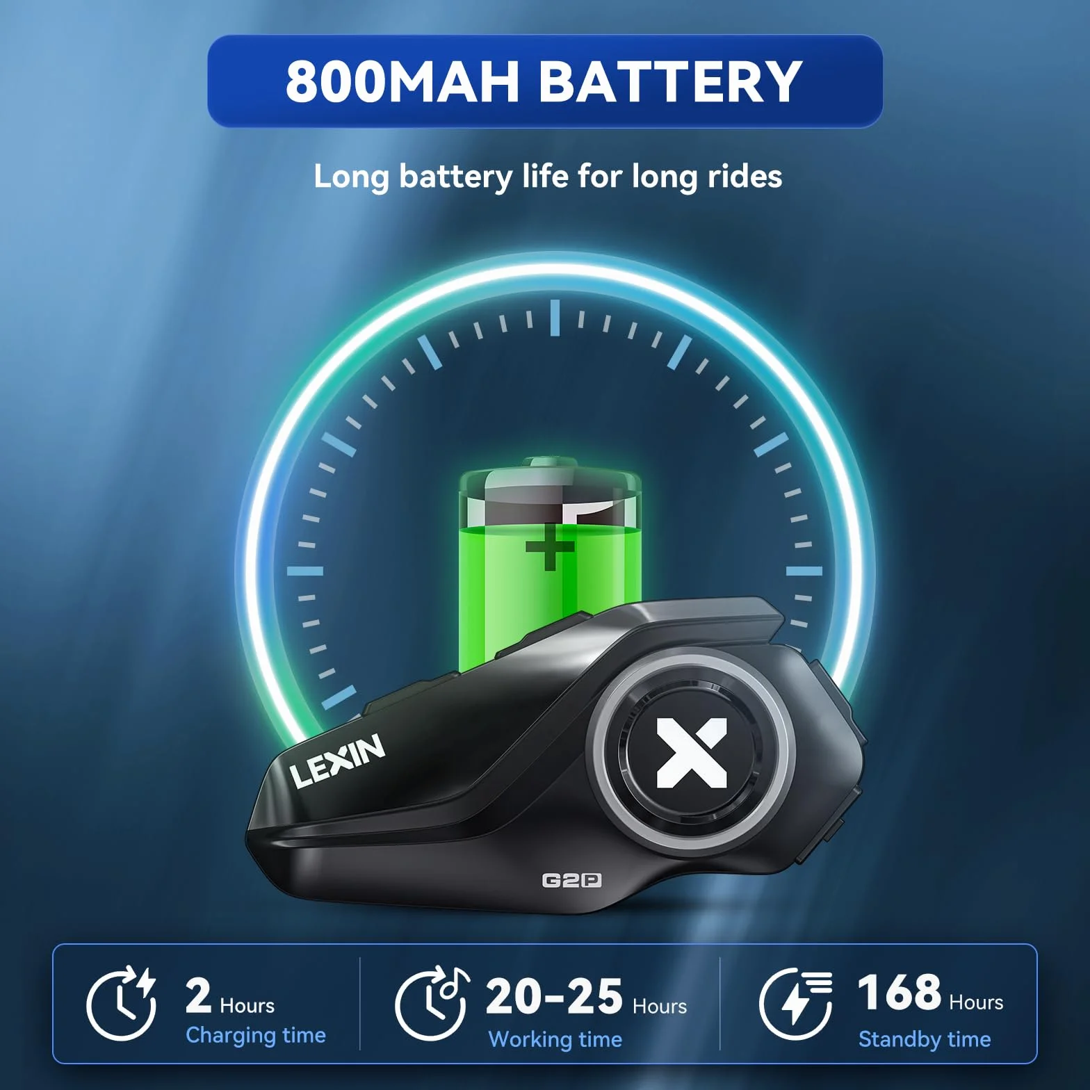 LEXIN G2P Motocyklowe Zestawy Słuchawkowe Bluetooth, 2-6 osób Motocyklowy System Komunikacji Bluetooth Domofon,Waterproof, FM Radio, Pojedyncze opakowanie