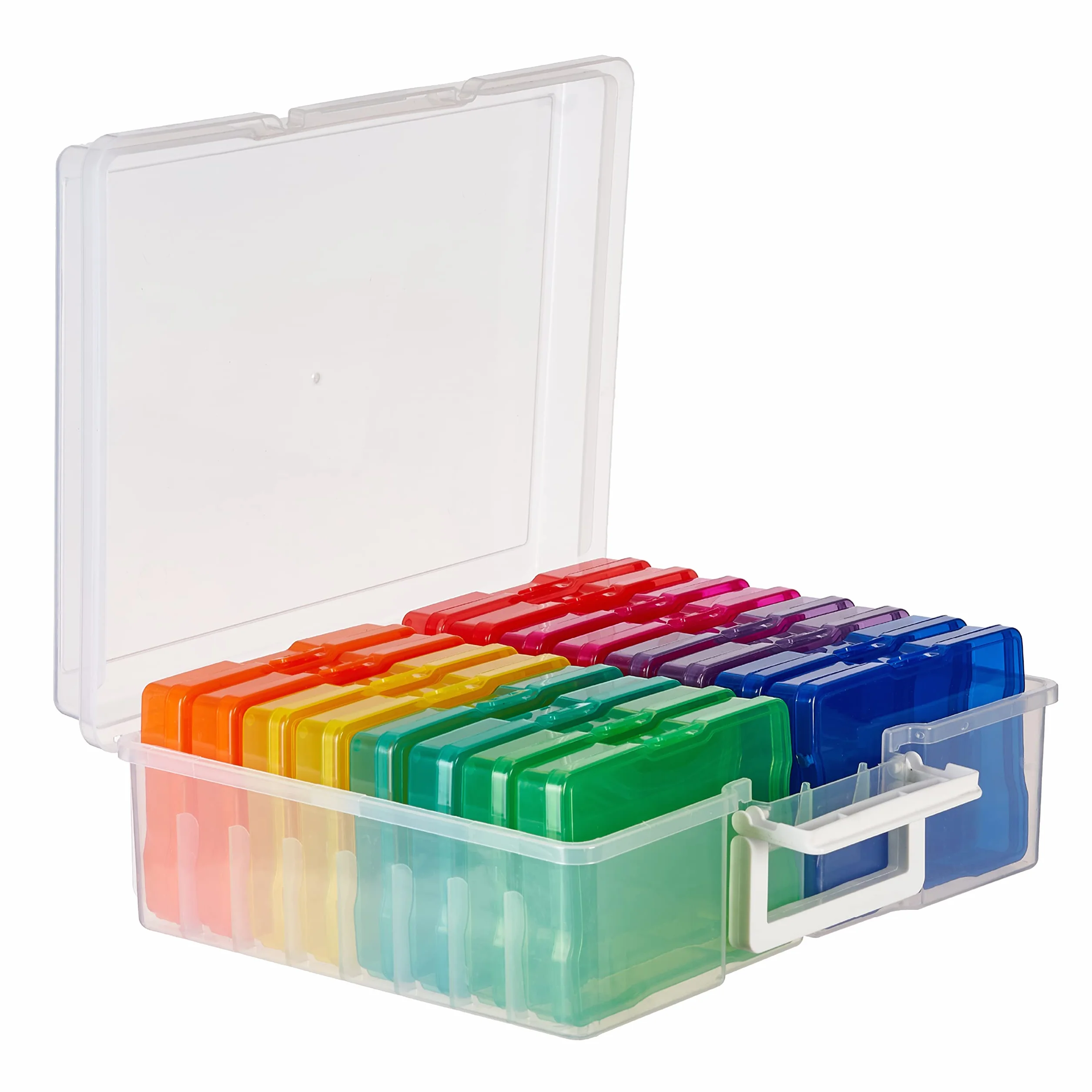 MATANA Grande Boîte de Rangement & Organisateur de Photos avec Étiquettes pour 1600 Photos 4R, Travaux Manuels, Autocollants, Timbres & d'autres Petits Objets - Multifonctionnel & Pratique