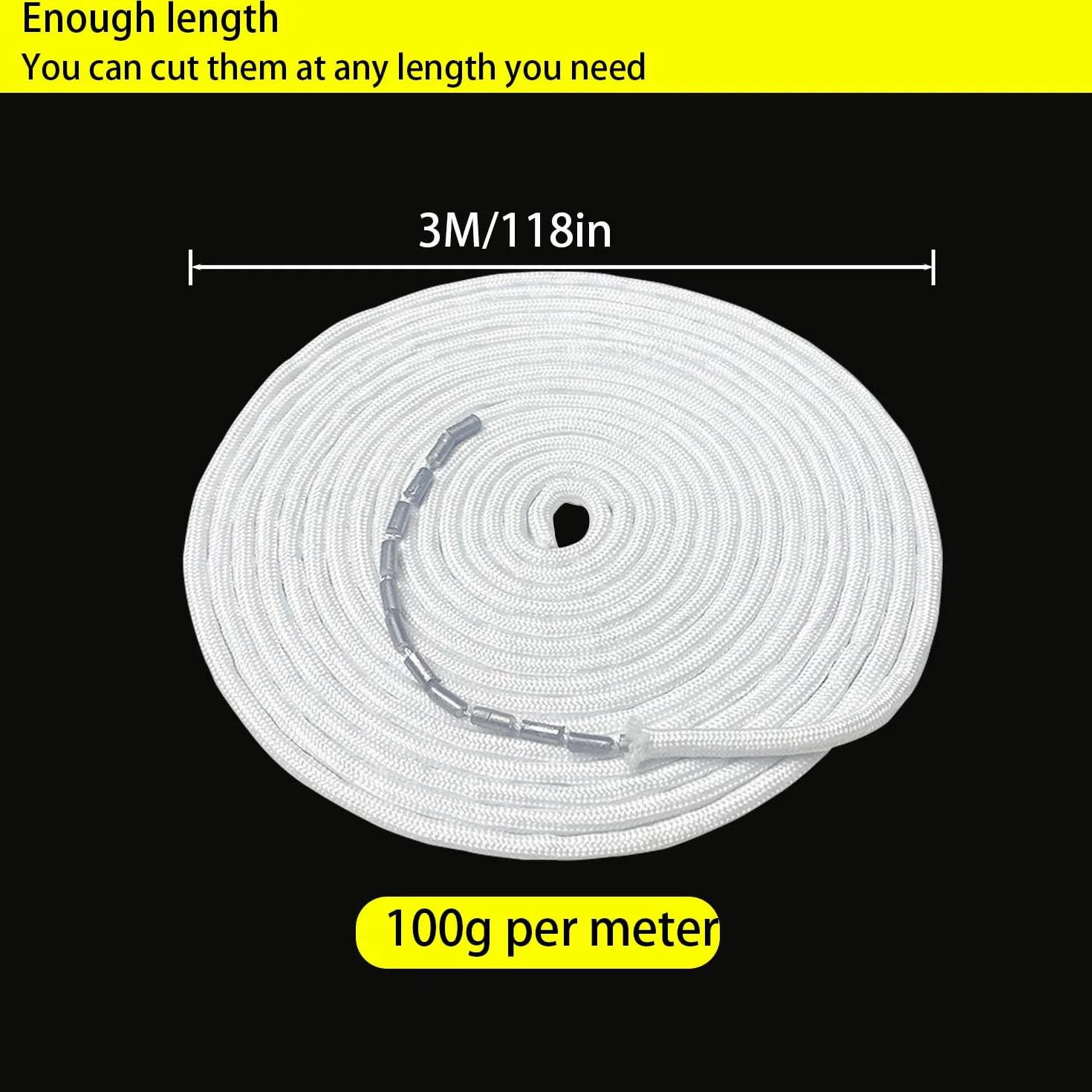 Fil de Plomb pour Rideaux 300g 3 Mètres 100g/m
