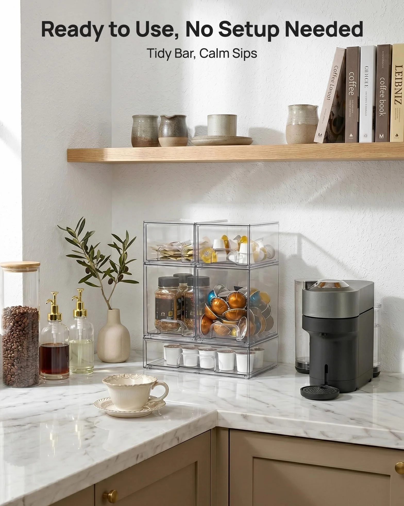 Vtopmart – Lot de 5 tiroirs de rangement empilables, bacs de rangement en plastique transparent pour biberons de bébé, produits de beauté, idéal pour le comptoir de cuisine, vanité, salle de bain