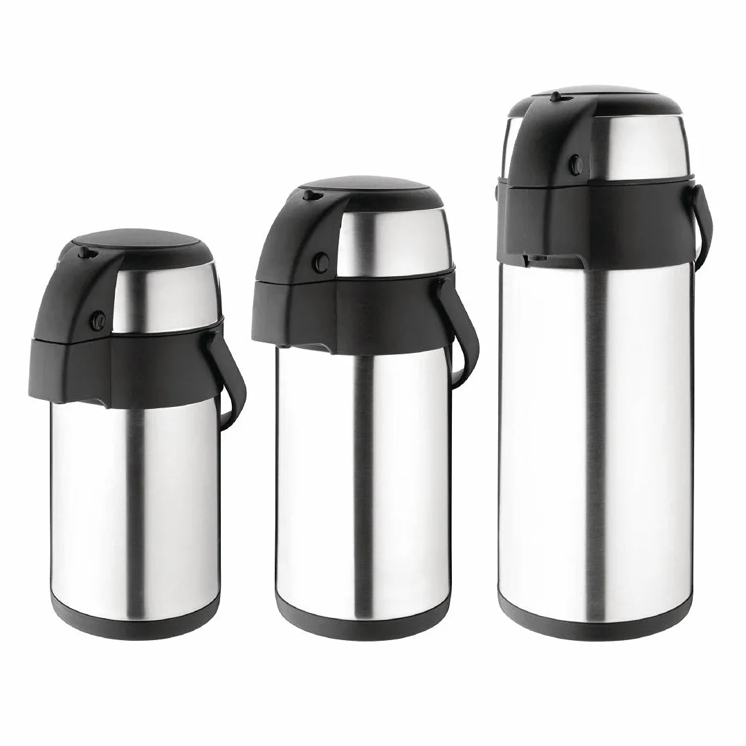 Olympia Distributeur de Boissons Chaudes Airpot à Pompe 3 Litres, Acier Inoxydable, Double Paroi à Isolation Sous Vide | K636