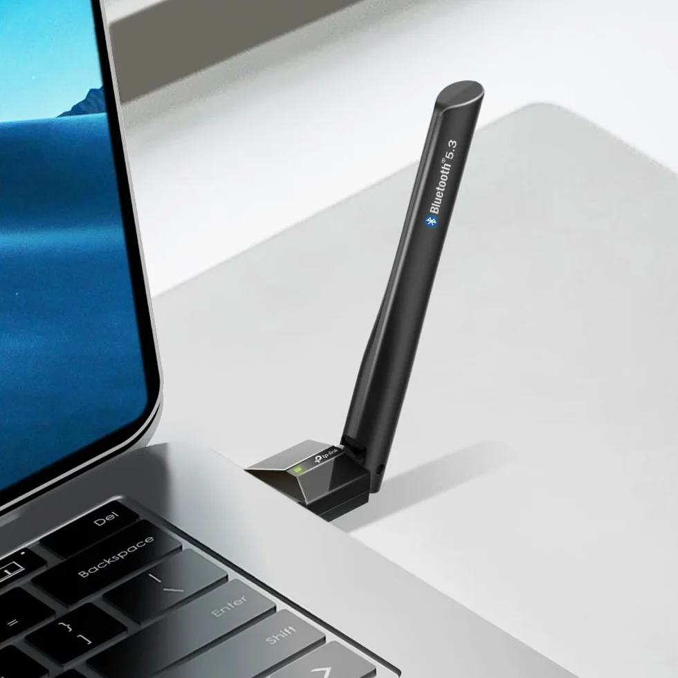 TP-Link UB500 Plus – Adapter Bluetooth 5.3 USB z anteną zewnętrzną, zasięg do 20 m, obsługa 7 urządzeń jednocześnie, Plug & Play, Kompatybilność z Windows 11/10/8.1/7