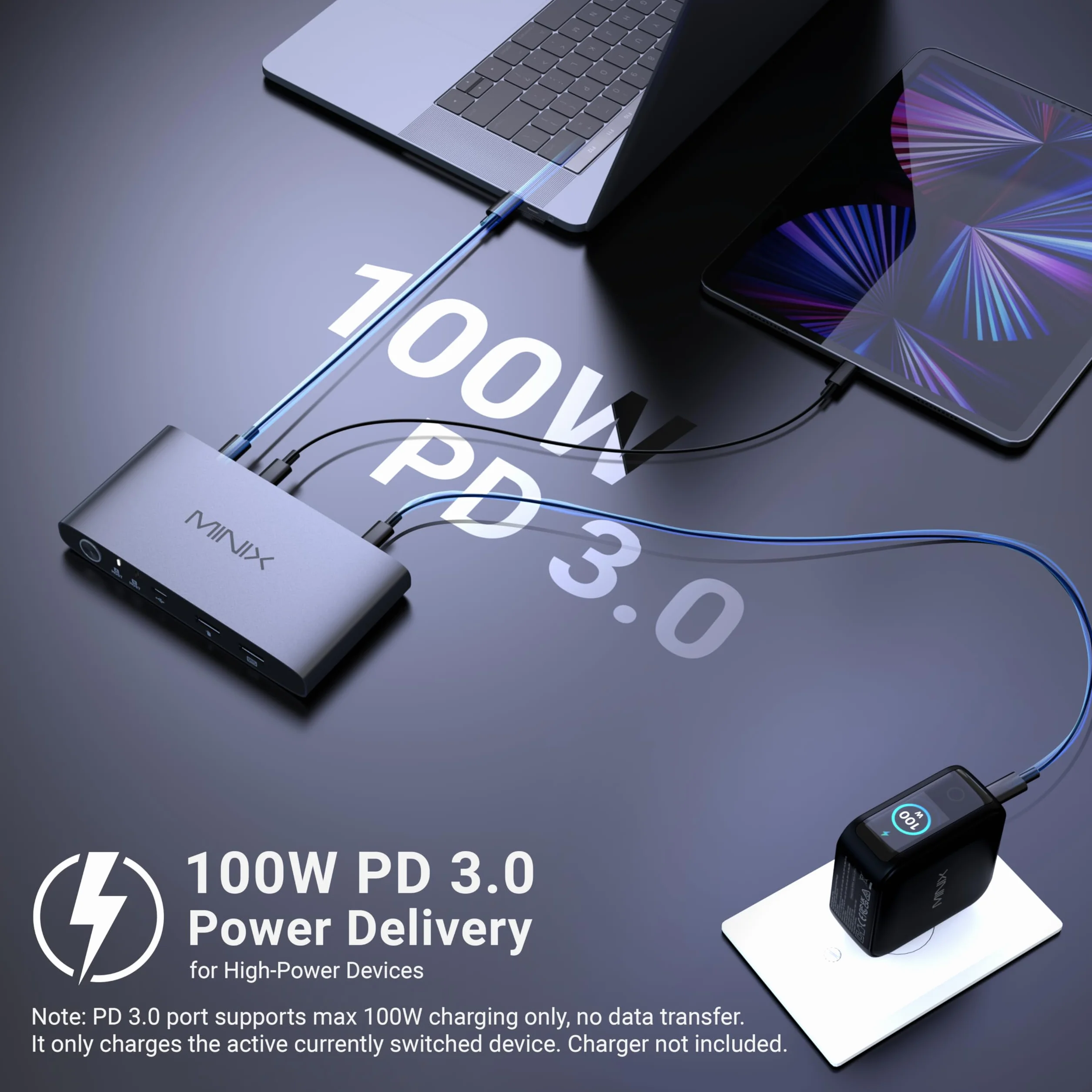 MINIX K1 przełącznik KVM USB C, 1 monitory, 2 komputery, 4K przy 120 Hz HDR, 100 W PD 3.0, podwójne przełączniki KVM z wejściem USB-C, klawiatura i mysz, aluminiowa konstrukcja, kompatybilny z Windows