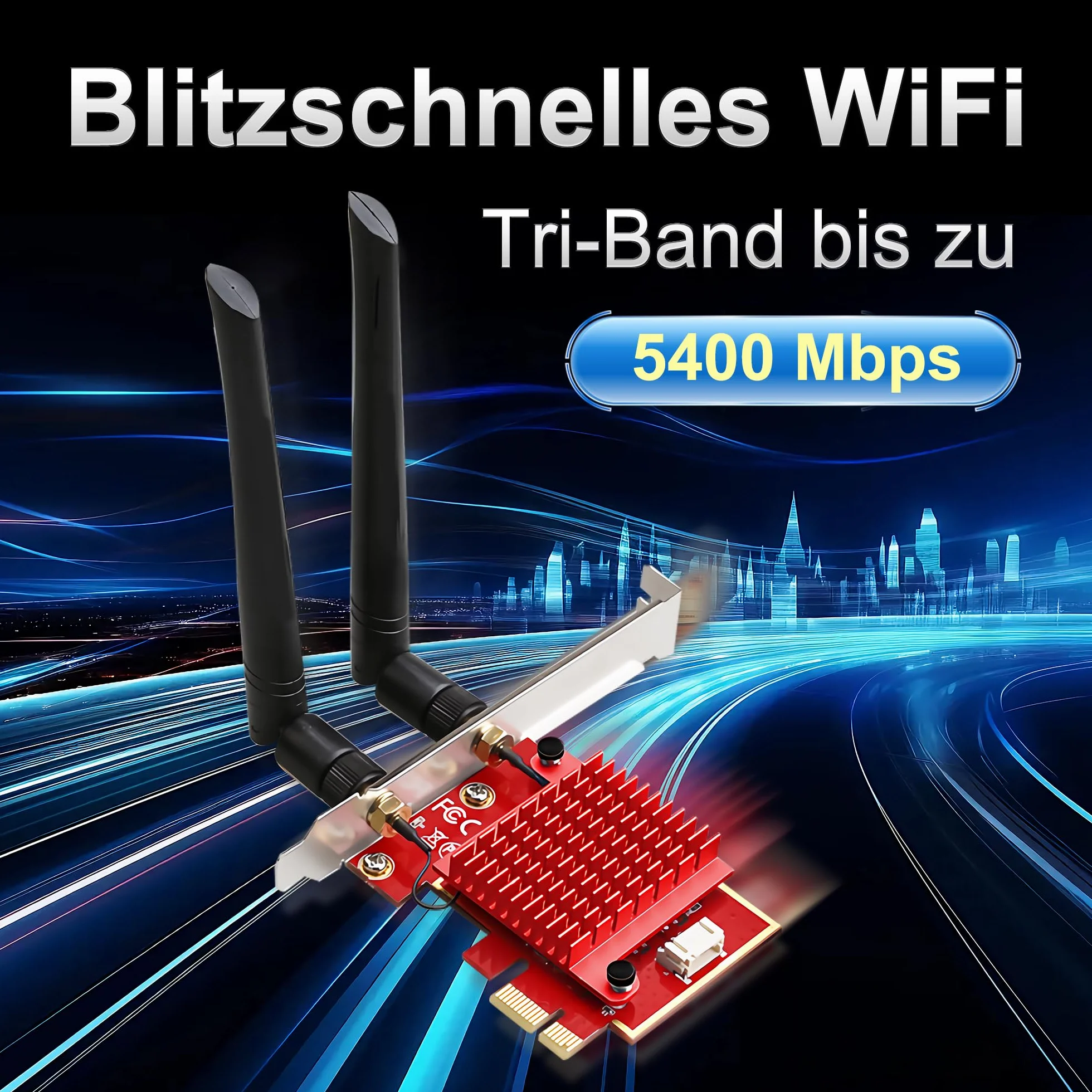 Karta sieciowa WiFi 6E PCIe, Intel AX210, 5400 Mbps Tri-Band (2.4/5/6GHz), Bluetooth 5.3, ultraniskie opóźnienie dla Windows 10/11, adapter Wi-Fi do komputera stacjonarnego