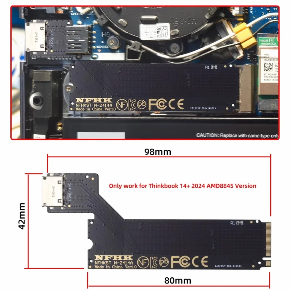CY Karta PCI-E 4.0 M.2 M-Key do Oculink SFF-8612 SFF-8611 adapter hosta do 2024 ThinkBook 14+ AMD8845 zewnętrzna karta graficzna i SSD