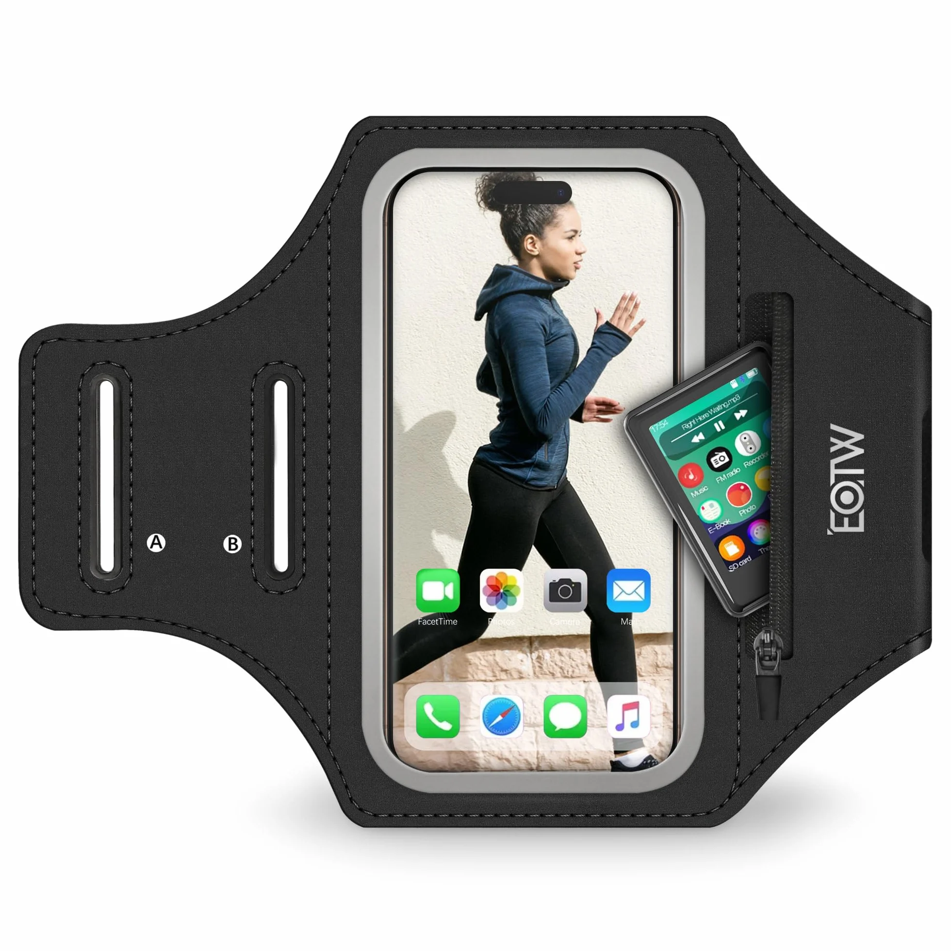EOTW Joggen sportowa bransoletka – uchwyt na telefon komórkowy z etui Airpods do odtwarzacza MP3/iPhone 16/15/14/13 Pro Max Galaxy S24+/S23+/S22/S21 (6,0" ~ 6,7")