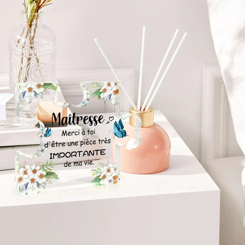 Puzzle Acrylique Cadeau Maîtresse Maternelle Fin d'année Merci Professeur