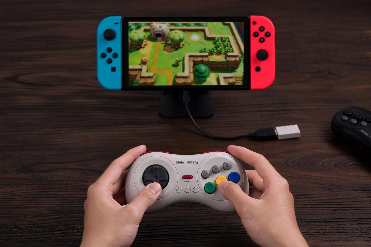 8BitDo M30 2.4G Manette sans fil 8 boutons Blanche/White Compatible Mega Drive Mini Nintendo Switch
