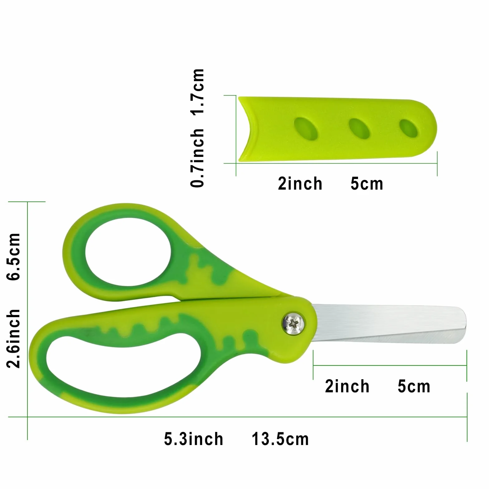 CCR Lot de 5 paires ciseaux sécurité enfants 13,5 cm poignée douce couleurs assorties