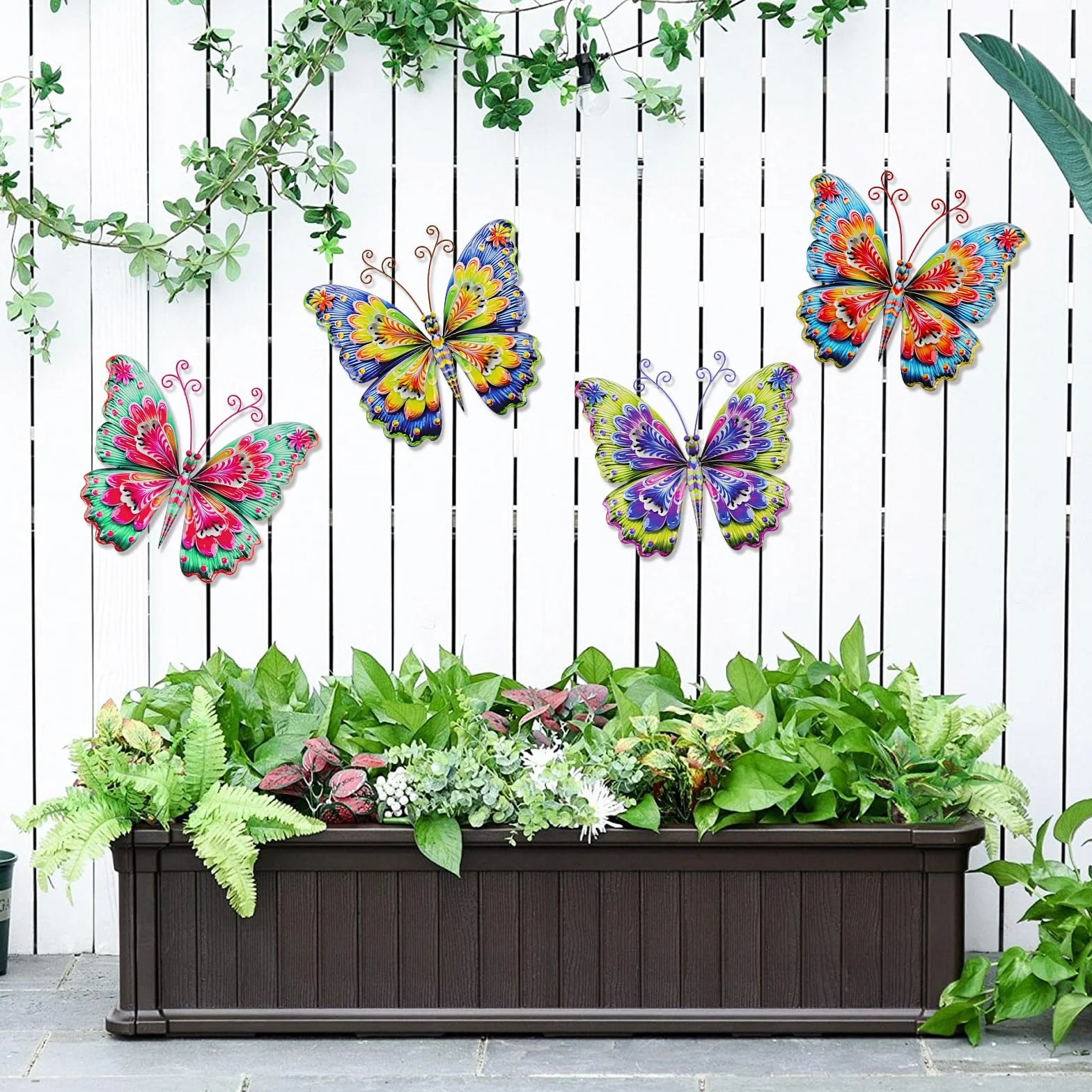 YiYa 4 Pièces Décoration Murale en Métal Papillon Art Mural pour Jardin Exterieur