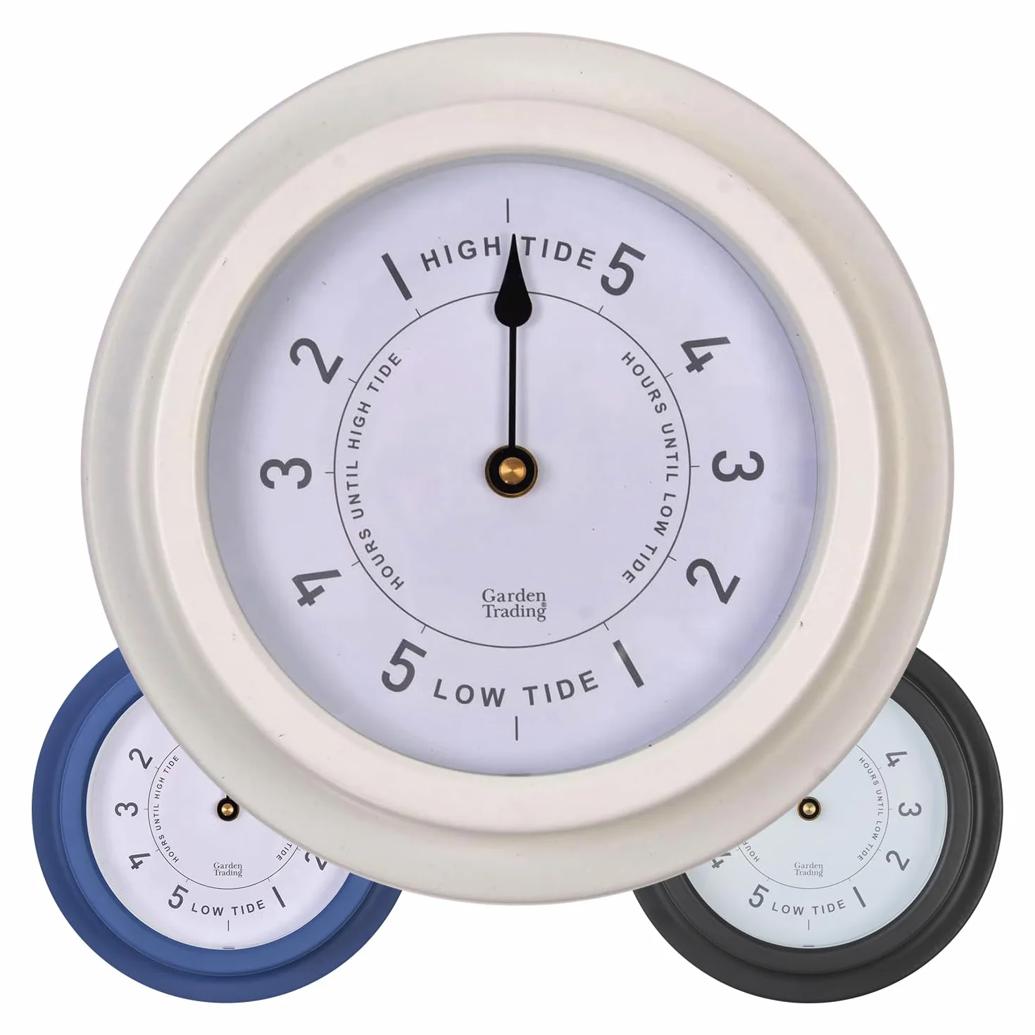CKB LTD Horloge de marée Traditionnelle Nautique résistante aux intempéries Intérieur et extérieur – Alimentation par Piles – Décoration idéale pour la Maison ou la Caravane Acier (lys Blanc)