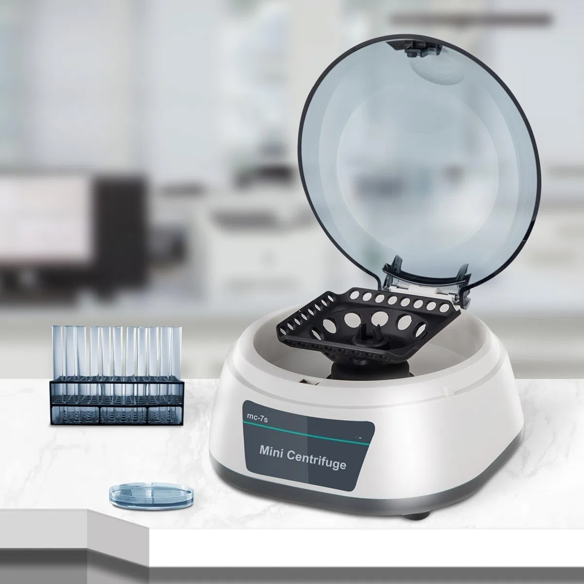 EDEDE Centrifugeuse électrique Mini Laboratoire de Paillasse 500-5000/7000 TR/Min Vitesse avec centrifugeuse de Laboratoire de Sang à Rotor 2 en 1/médicale(500-5000RPM Speed)