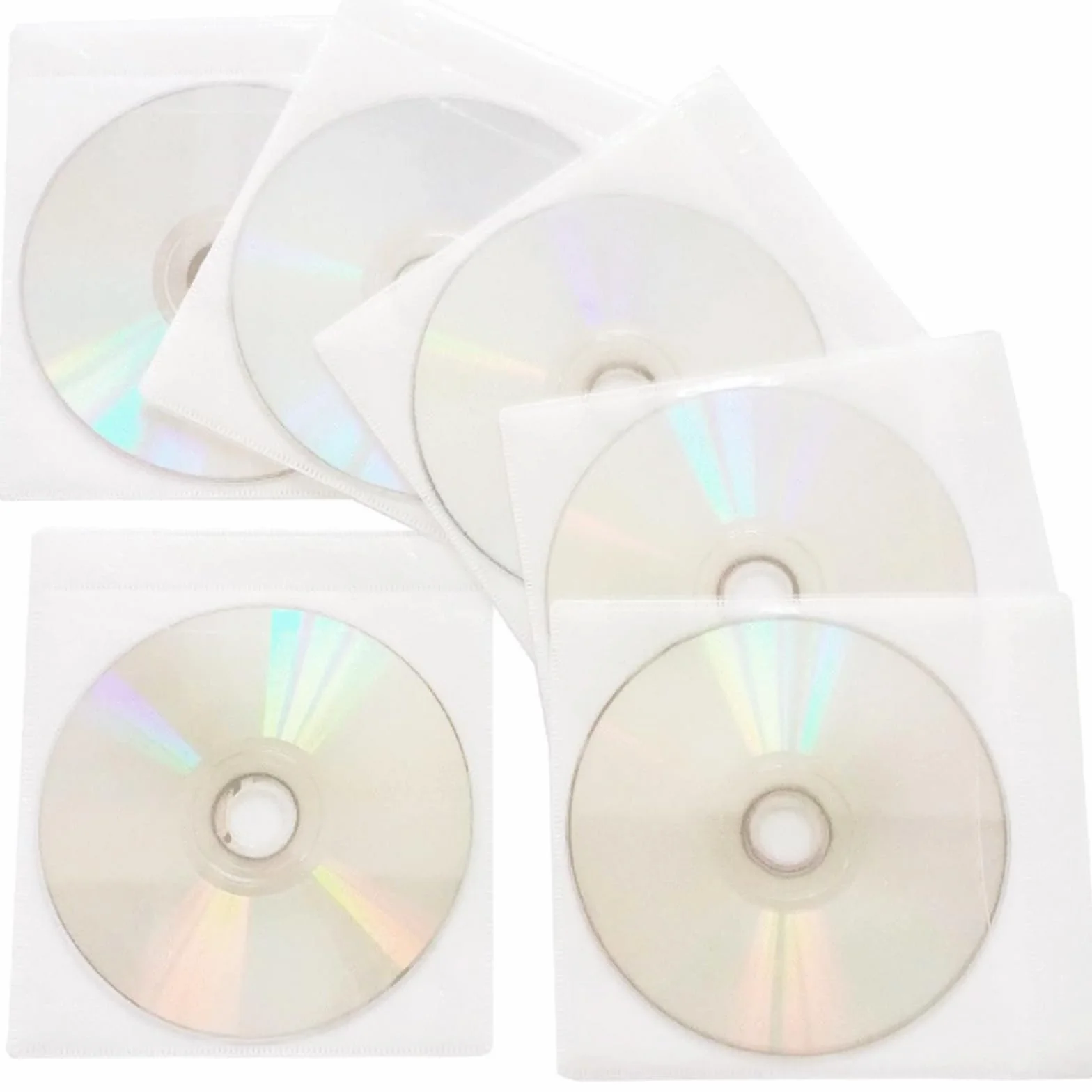 Boîtiers de rangement pour CD/DVD - Double face - Plastique standard - Blanc - Lot de 200