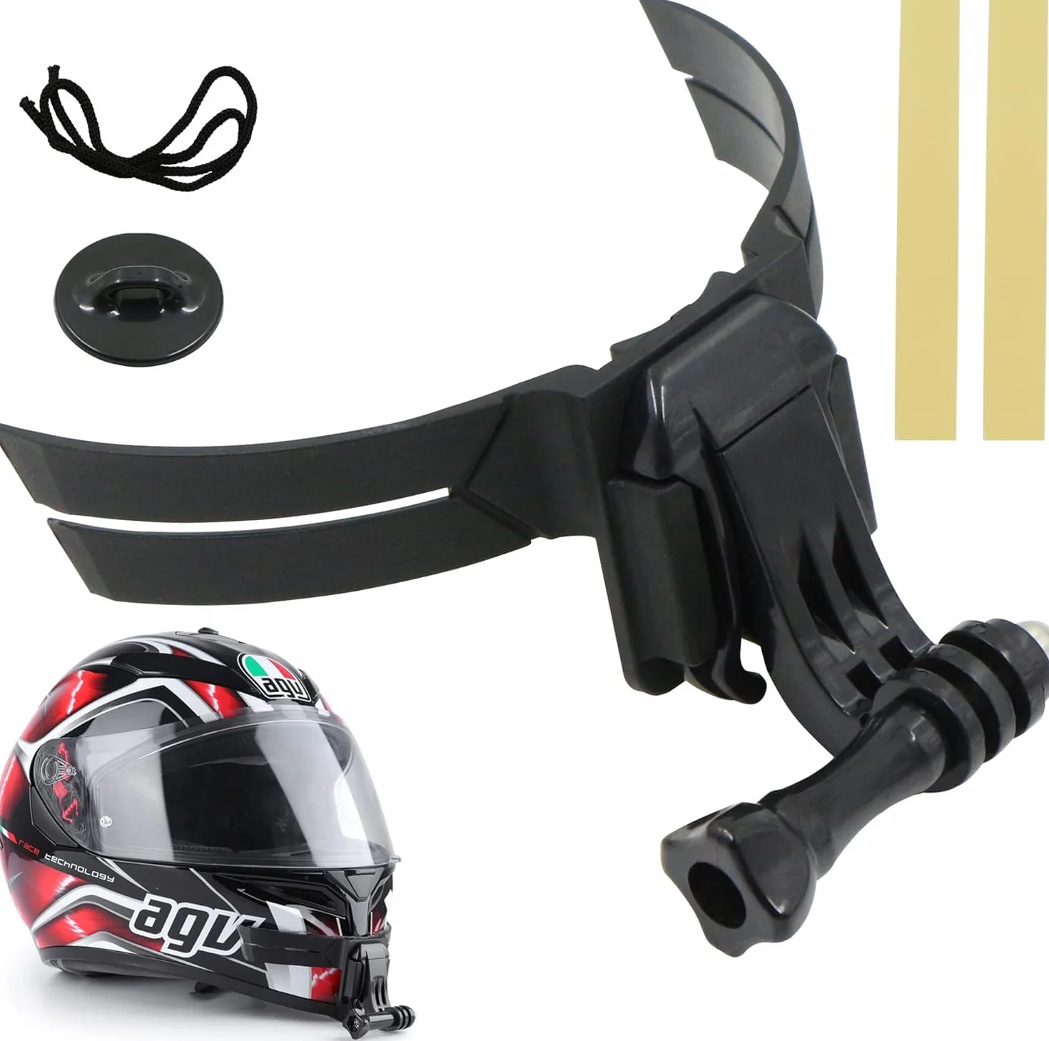Uchwyt na kask motocyklowy, uchwyt do GoPro Hero 11, 10, 9, 8, 7, uchwyt na kask, zakrzywiony uchwyt na kask, kompatybilny z aparatami Session, Xiaomi Yi, SJCAM i innymi kamerami sportowymi