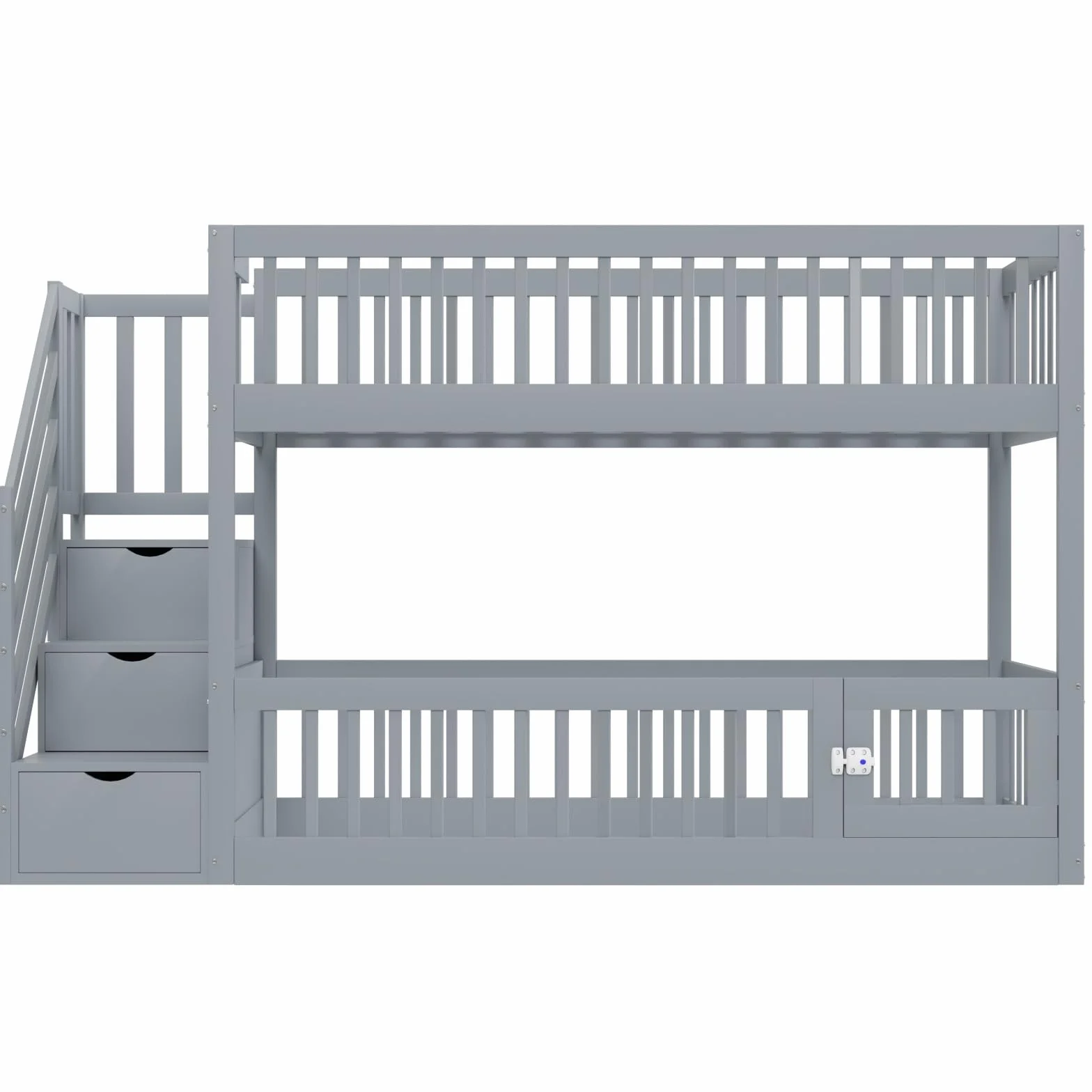 Sweiko Lit superposé 90x200 cm avec échelle de sécurité et tiroirs, lit Simple en Bois avec Espace de Rangement, idéal pour Les Enfants et Les Adolescents,Grey
