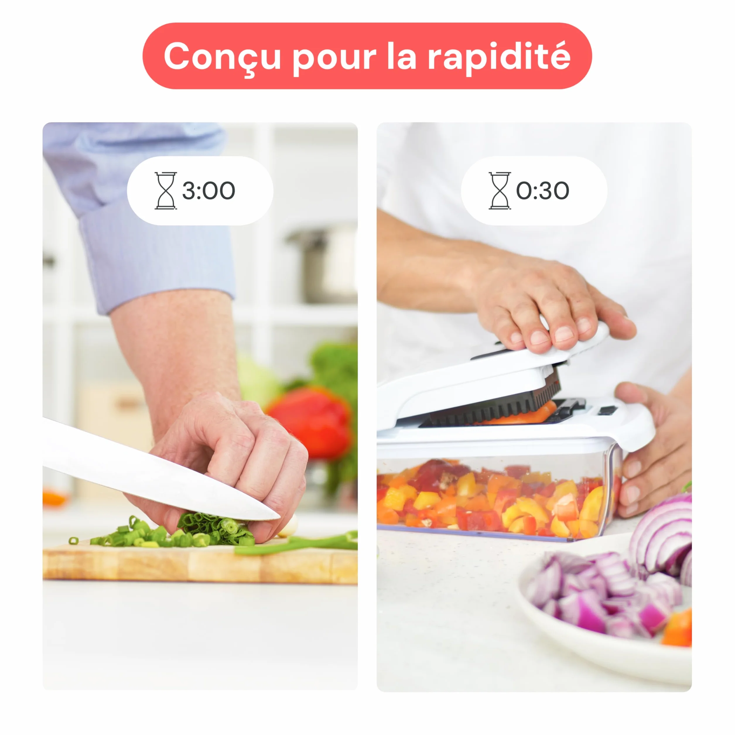 Fullstar Coupe Légumes Multifonction Spiraliseur Découpe Cube Hachoir Manuel 4-en-1 Blanc