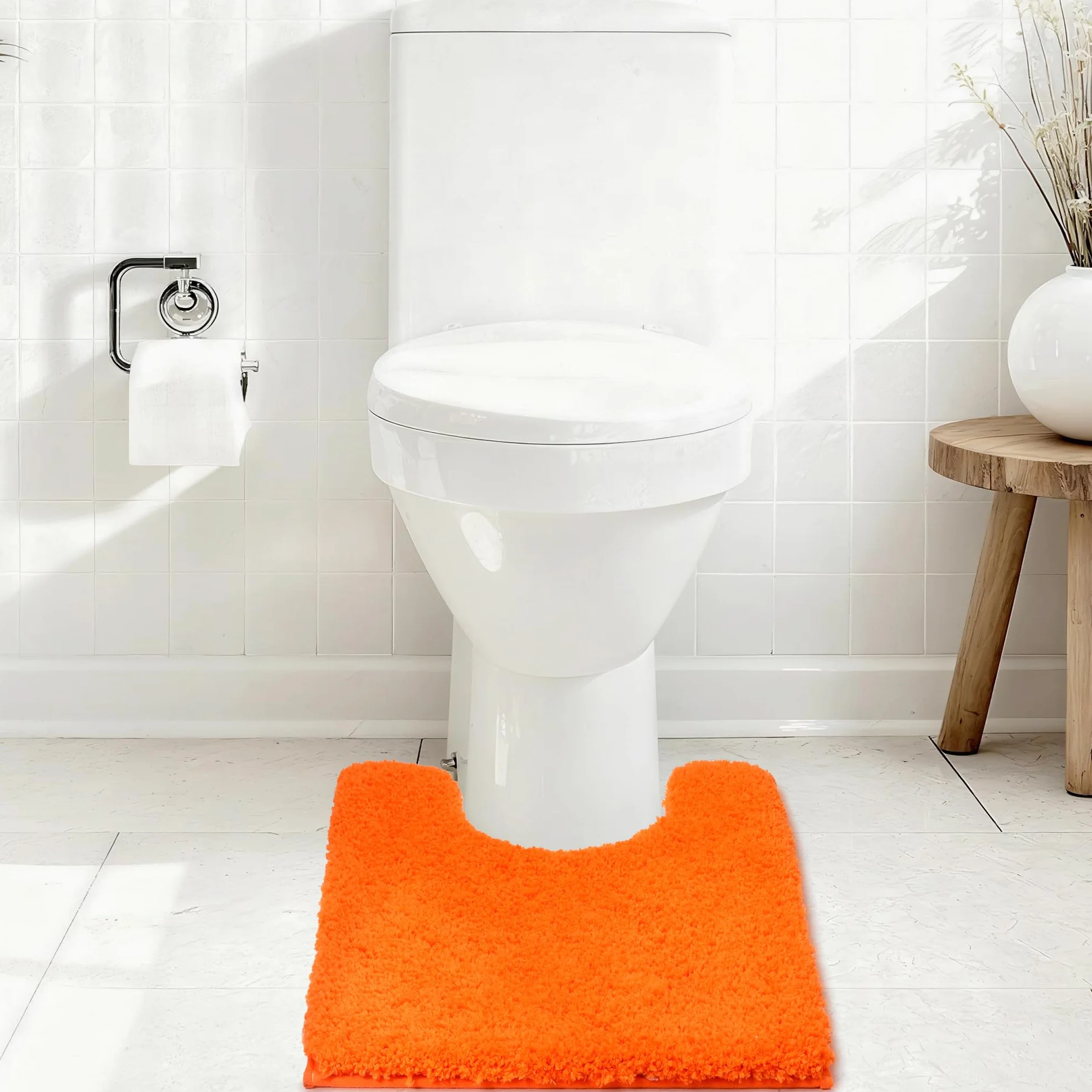 Tapis de Bain Antidérapage en Forme de U 50x50cm Microfibre Douce Absorbant Lave à Machine