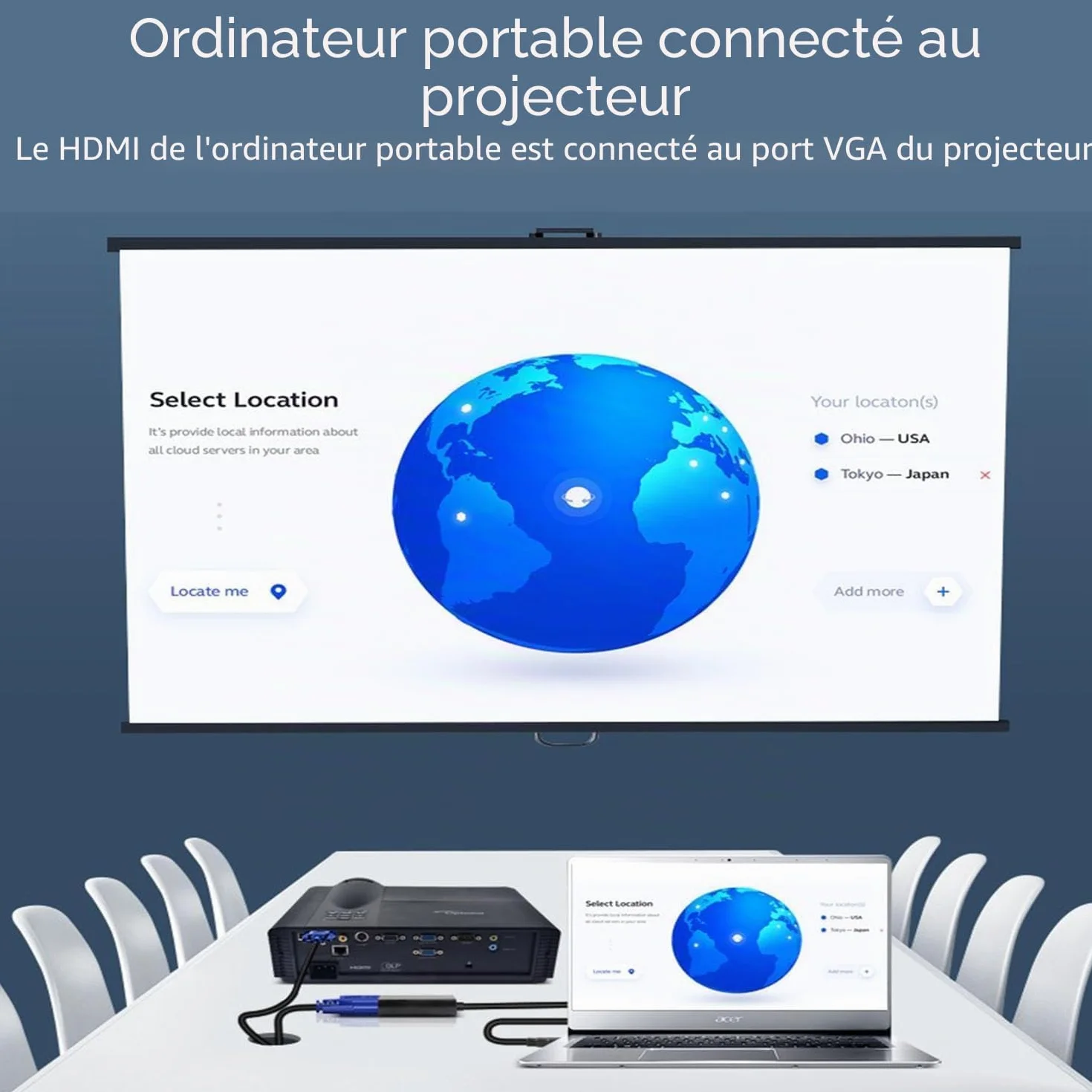 Adaptateur HDMI plaqué or vers VGA mâle femelle pour PC moniteur projecteur HDTV