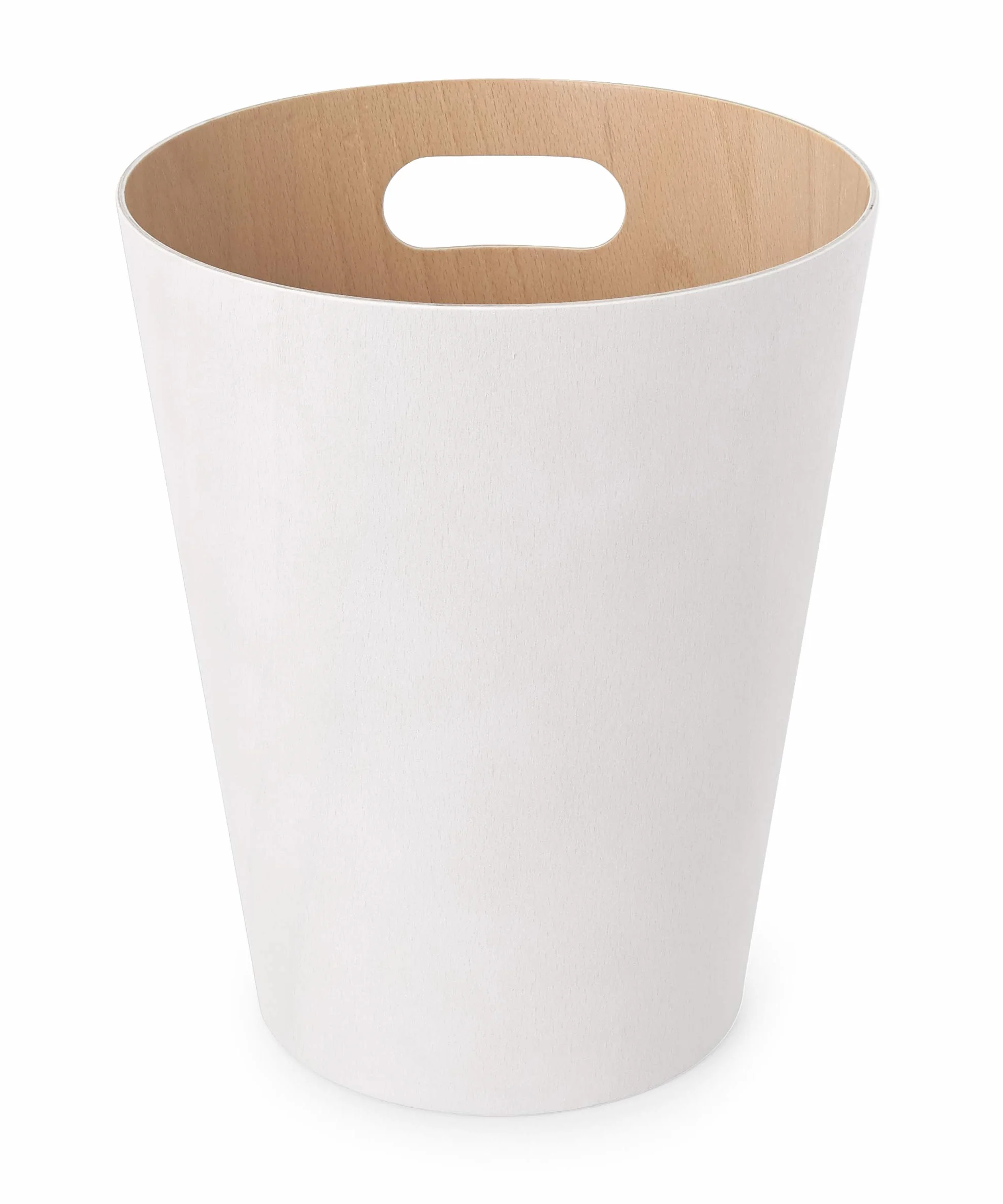 Umbra Woodrow Poubelle Corbeille À Papier Moderne Bois 7.5 L Salle De Bain Bureau Hêtre Commun Blanc/Naturel