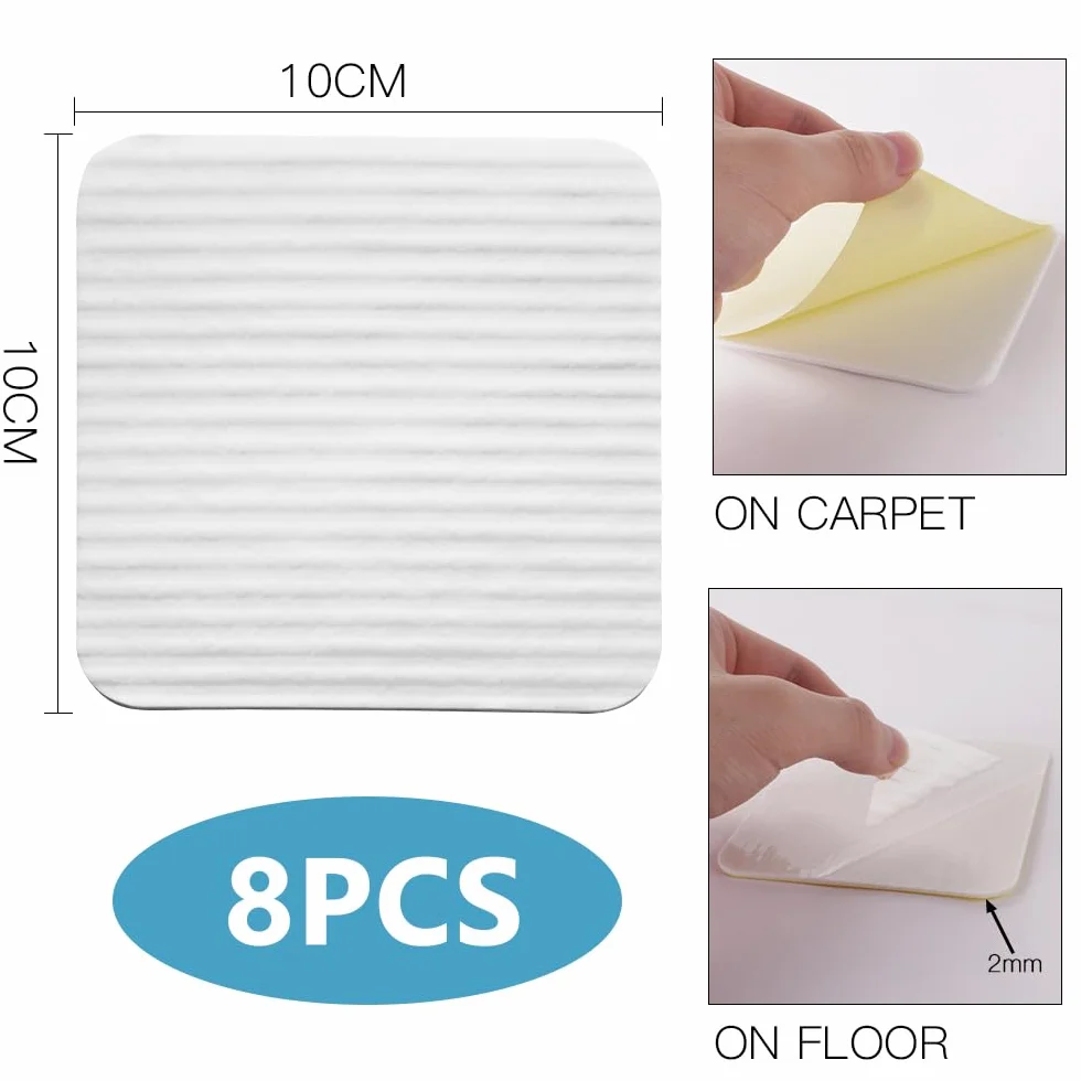 HOTUT Anti Derapant Tapis Lavable 8 Pièces Antidérapant Coupeable Blanc