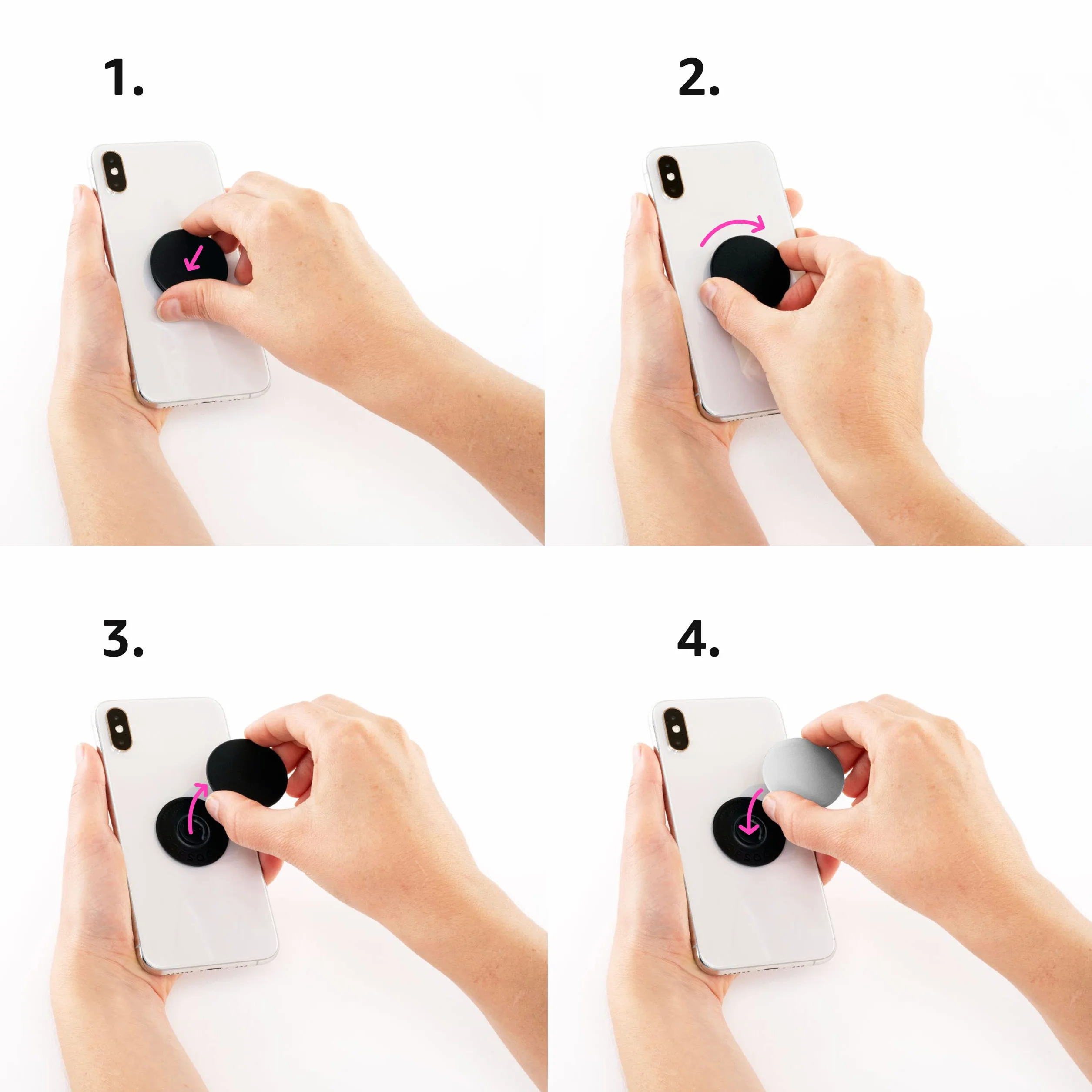 PopSockets PopGrip Adhésif Motif Léopard Imprimé Fourrure Beige/Marron