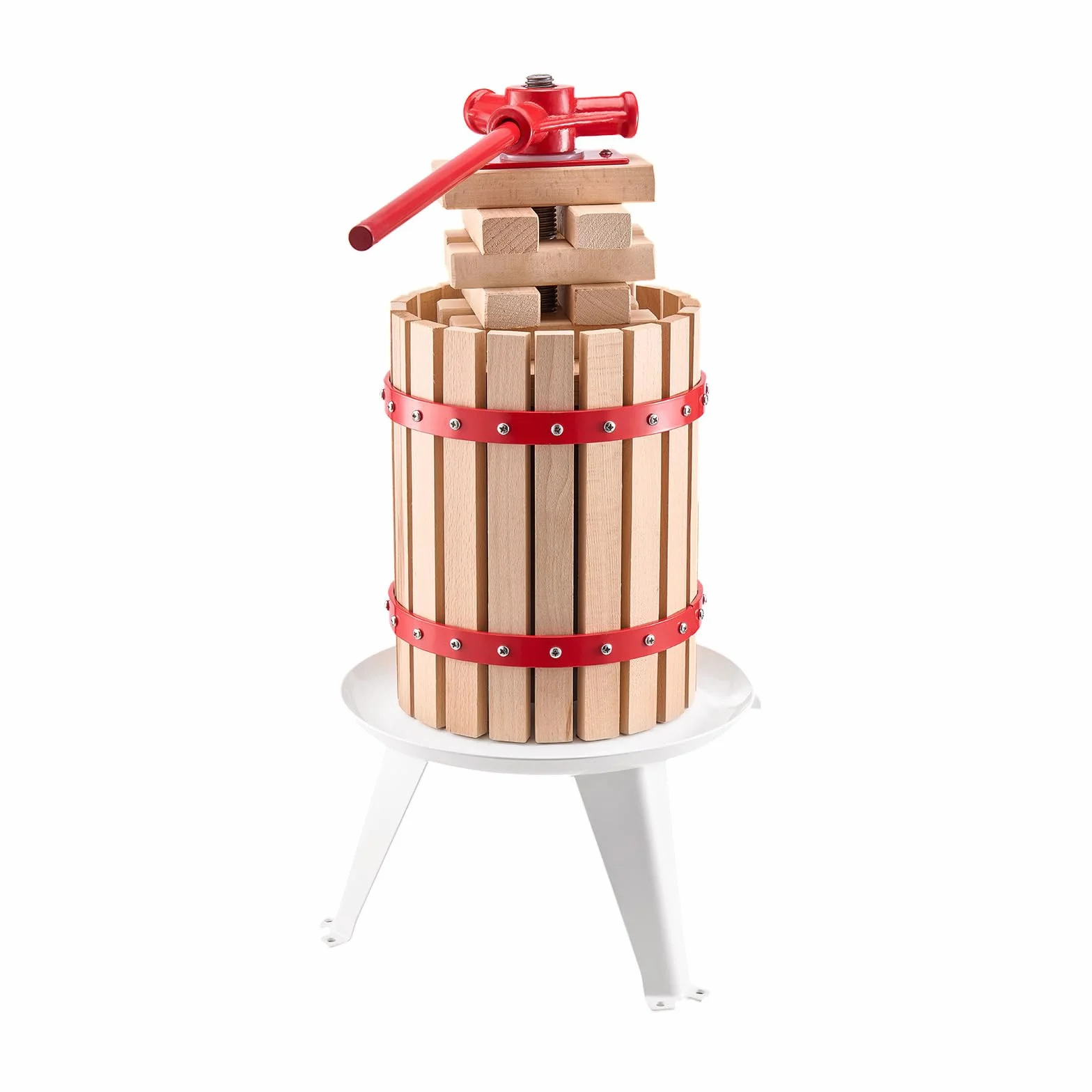 VEVOR Pressoir à Fruits Manuel 6 L, Presse à Vin avec Panier en Bois Massif avec 8 Blocs, Presse-Agrumes avec Poignée, Presse à Jus, Raisin, Cidre de Pomme, Miel pour la Cuisine et la Maison