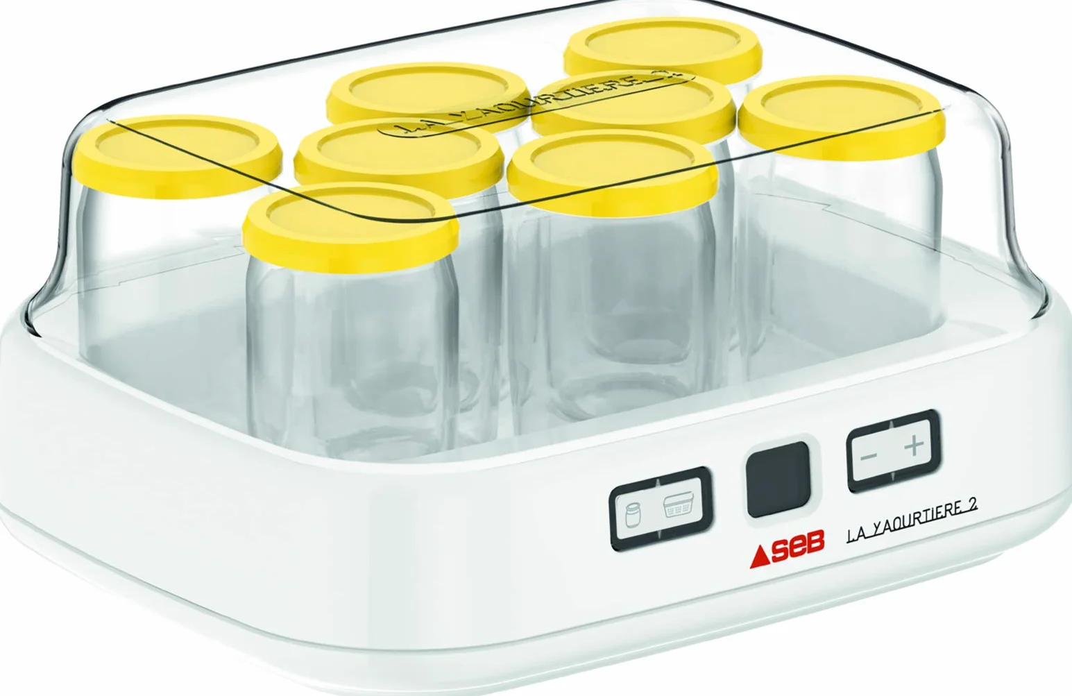 SEB La Yaourtiere 2 Avec écran LCD 2 Programmes automatique Yaourt 8 pots Fromage Blanc Frais 1 L Livret de recettes inclus YG500210